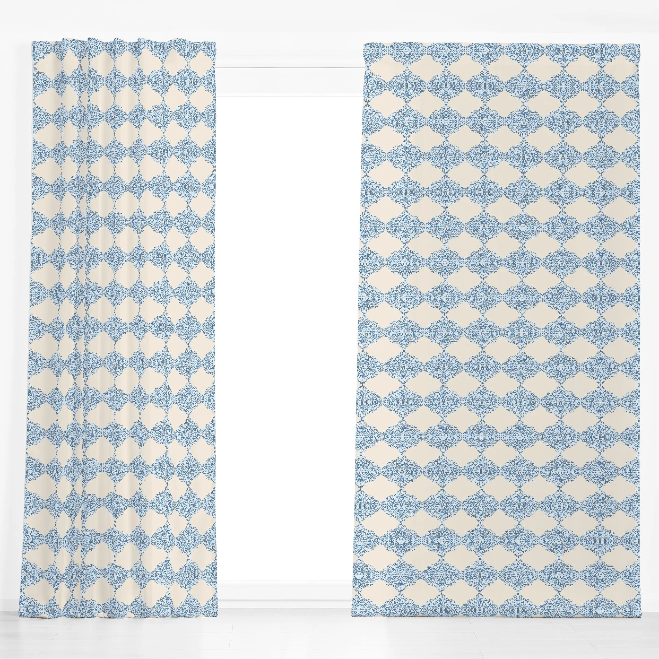 Dekovorhang Ornament blue - Sommer, Symbole & Muster, Retro & Vintage - von „Patries Elisabeth"; boho, mediterran, Ornament,...