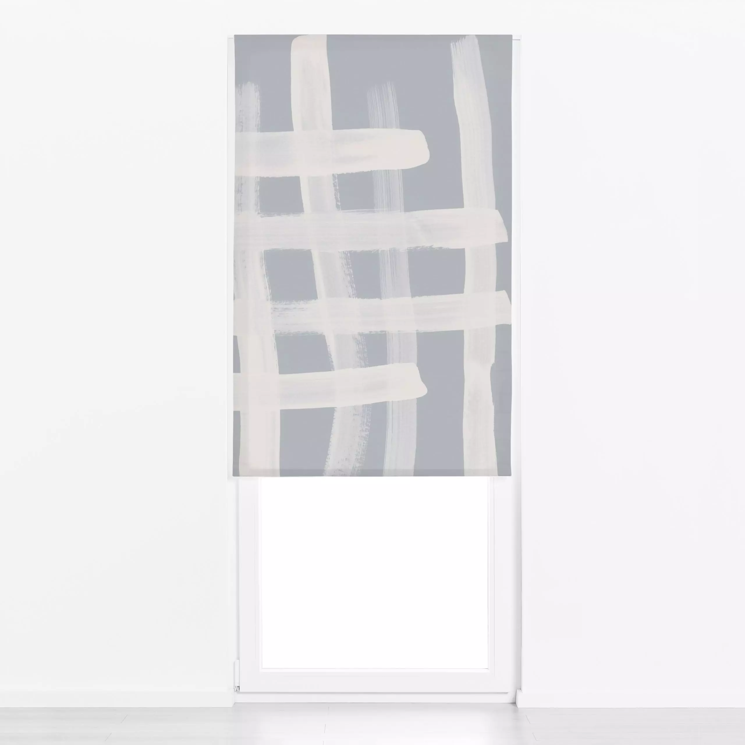 Raffrollo Grids and Shapes 8 - Symbole & Muster - von „Mareike Böhmer"; minimal, Pinsel, Linien, abstrakt, Pinselstrich, ska...