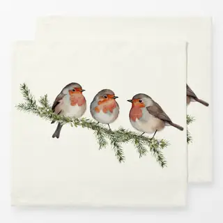 Servietten Rotkehlchen Robin Vögel Creme