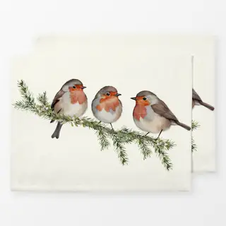 Tischset Rotkehlchen Robin Vögel Creme
