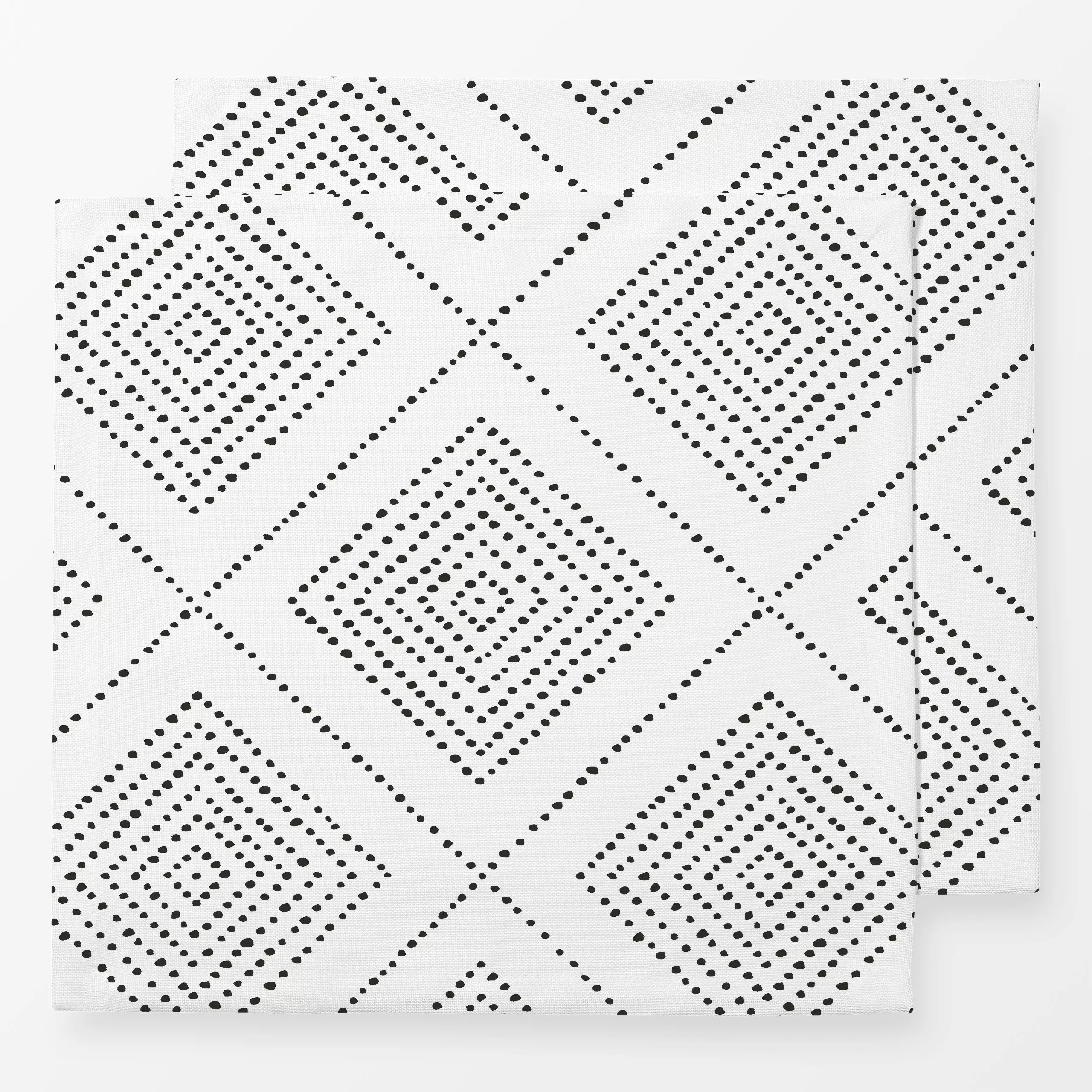 Servietten Boho schwarz weiß - Symbole & Muster - von „Julia Schumacher"; boho, Dots, Karo, Karos, Bohemian, gepunktet, raut...