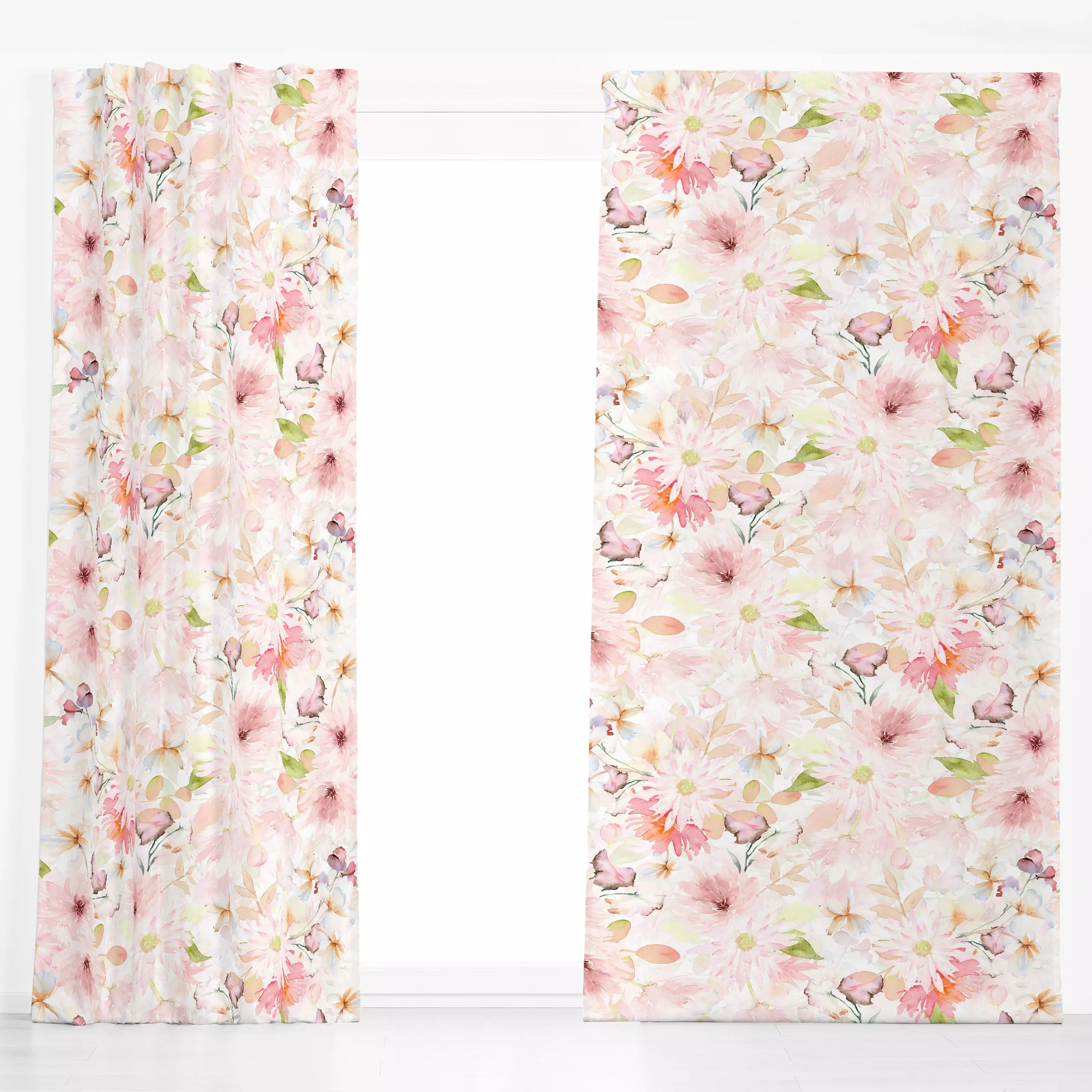 Dekovorhang Blush Baby Blumen - Blumen & Florales, Sommer, Pflanzen & Botanik - von „Uta Naumann"; Wasserfarben, Garten, Wil...