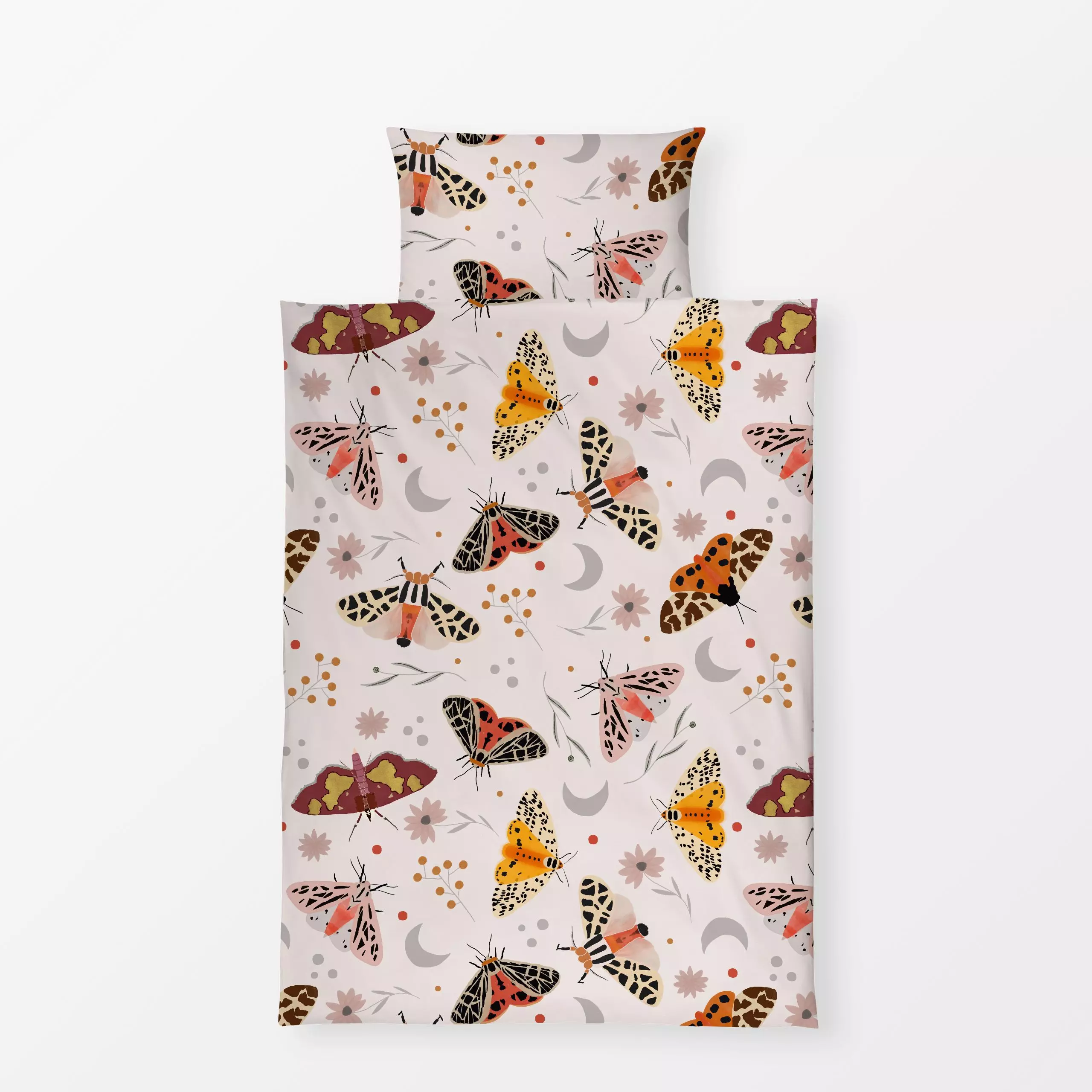 Bettwäsche Bunte Motten - Blumen & Florales, Frühling - von „Menina Lisboa "; Natur, Kinder, skandinavisch, Wildblumen, Oran...