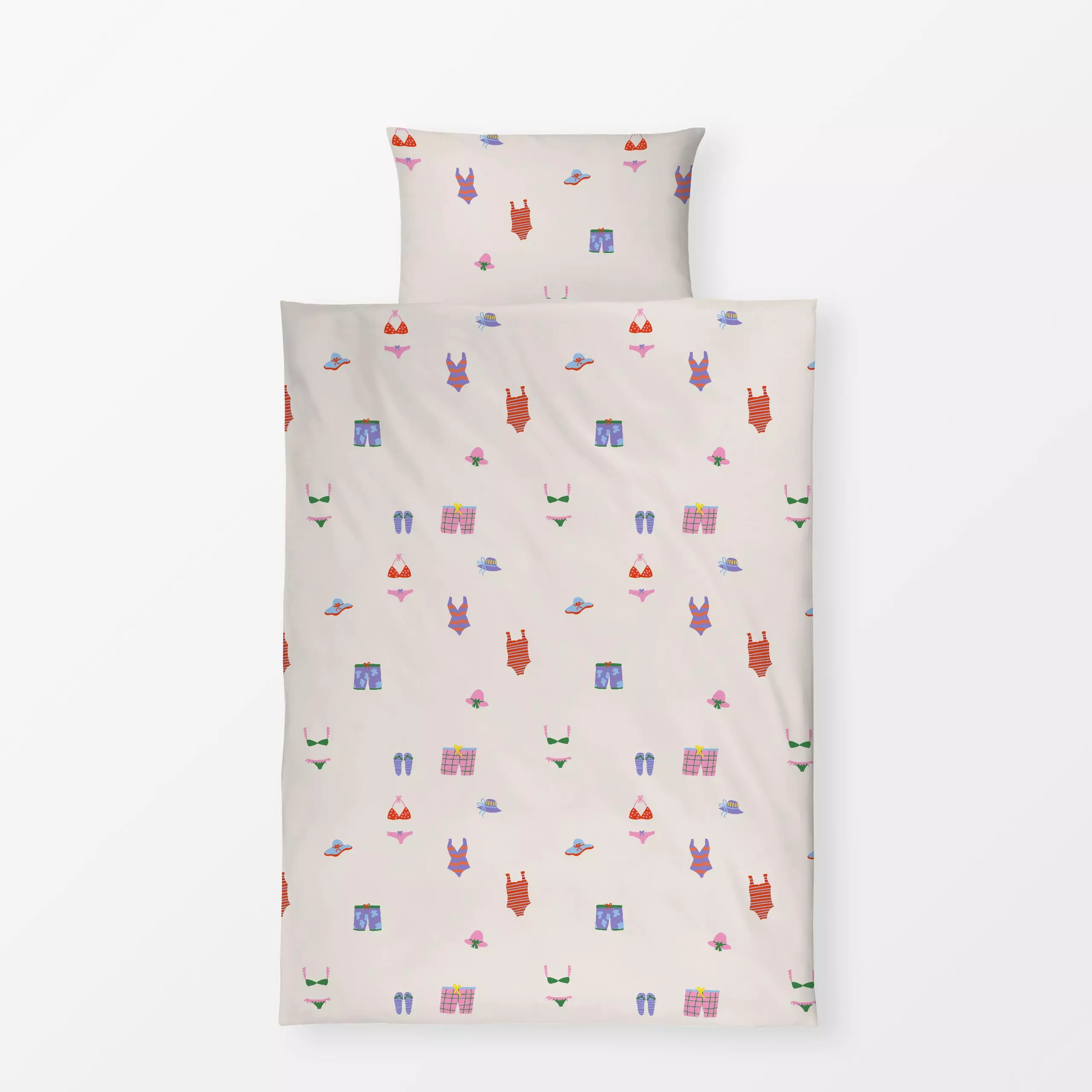 Bettwäsche Bademode Muster - Sommer - von „textilwerk"; Illustration, skandinavisch, beige, Sommer, bunt, minimalistisch, sc...