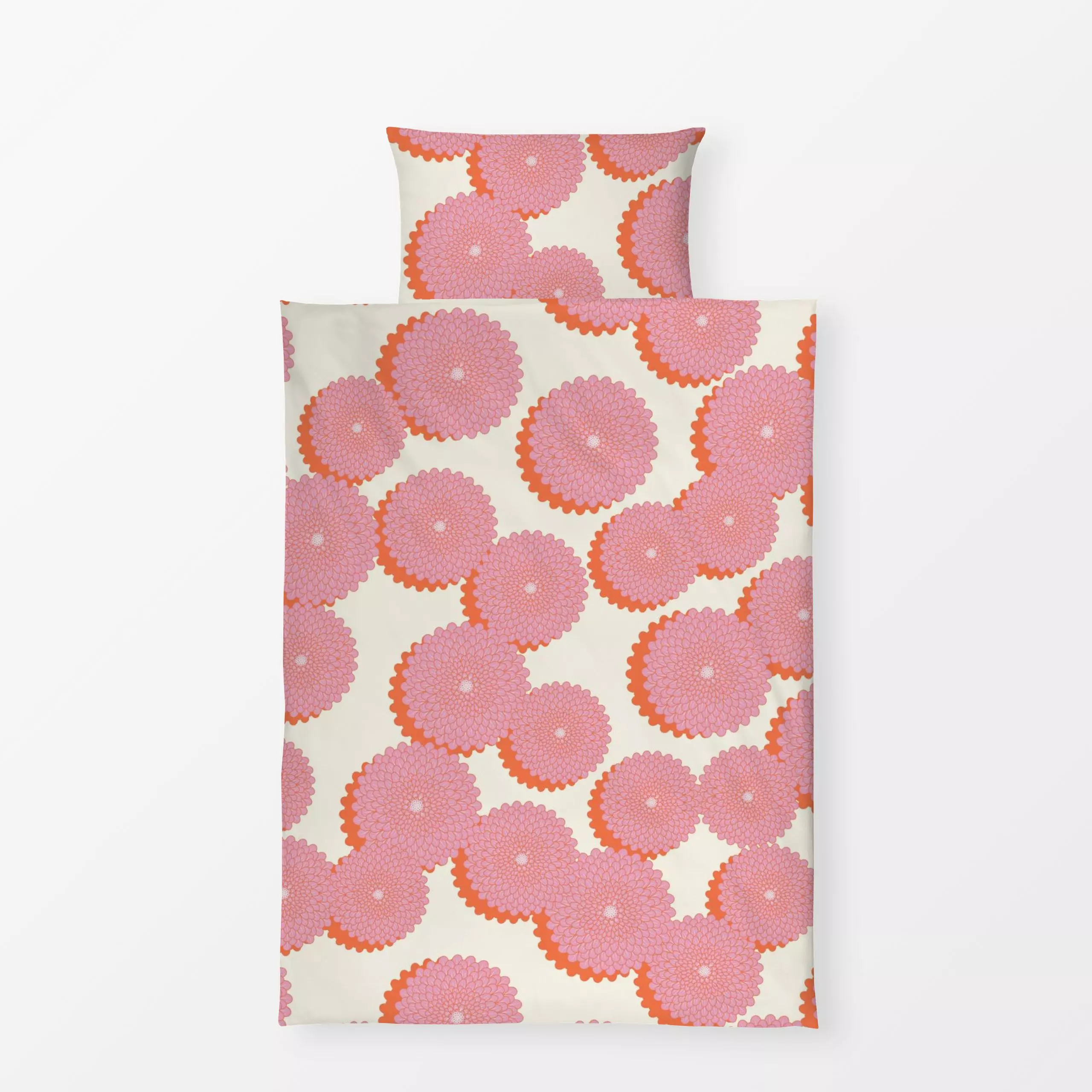 Bettwäsche Retro Blumen Creme Pink - Blumen & Florales, Symbole & Muster - von „DEINKI Studio"; Blumen, Retro, Blüten, farbe...