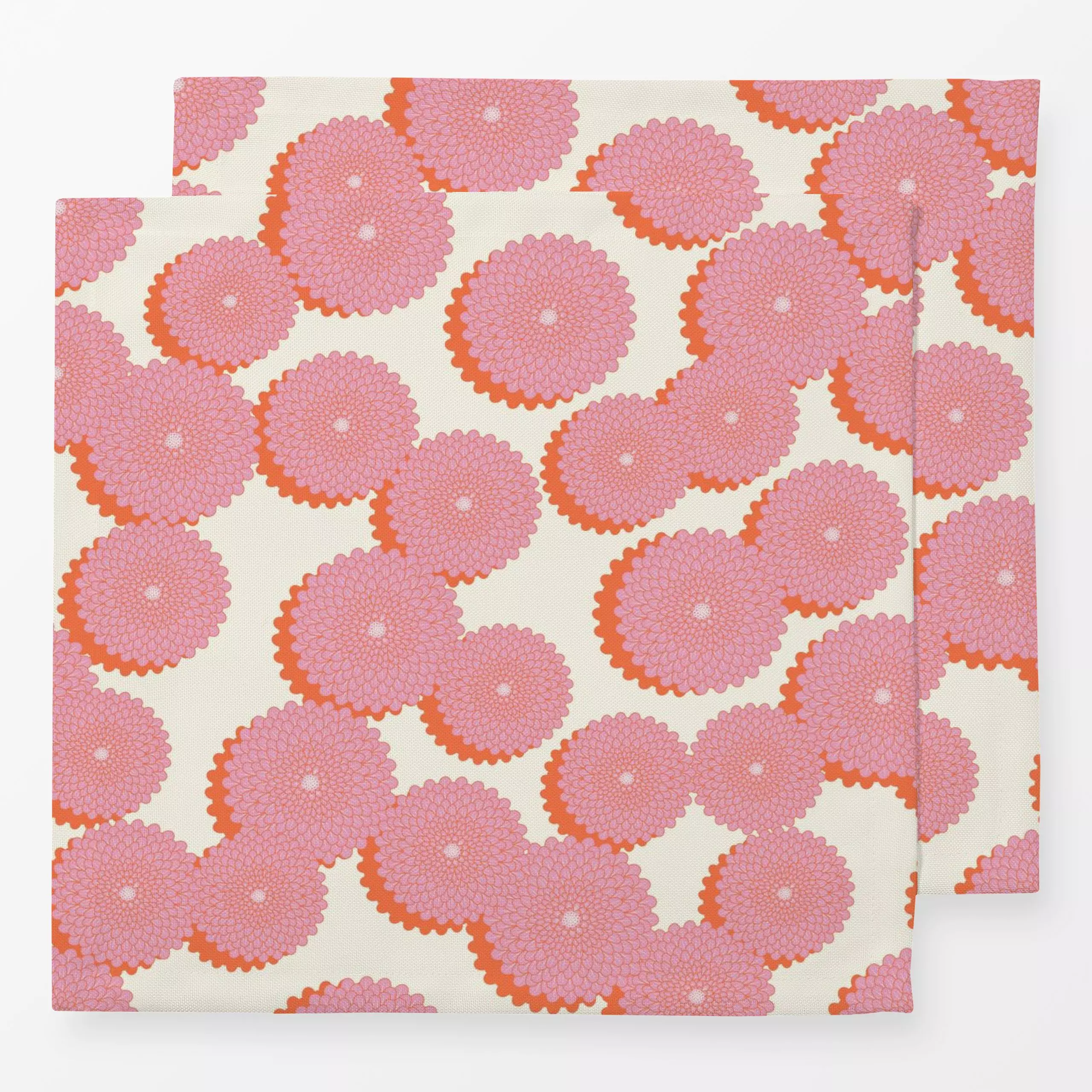 Servietten Retro Blumen Creme Pink - Blumen & Florales, Symbole & Muster - von „DEINKI"; Blumen, Retro, Blüten, farbenfroh, ...