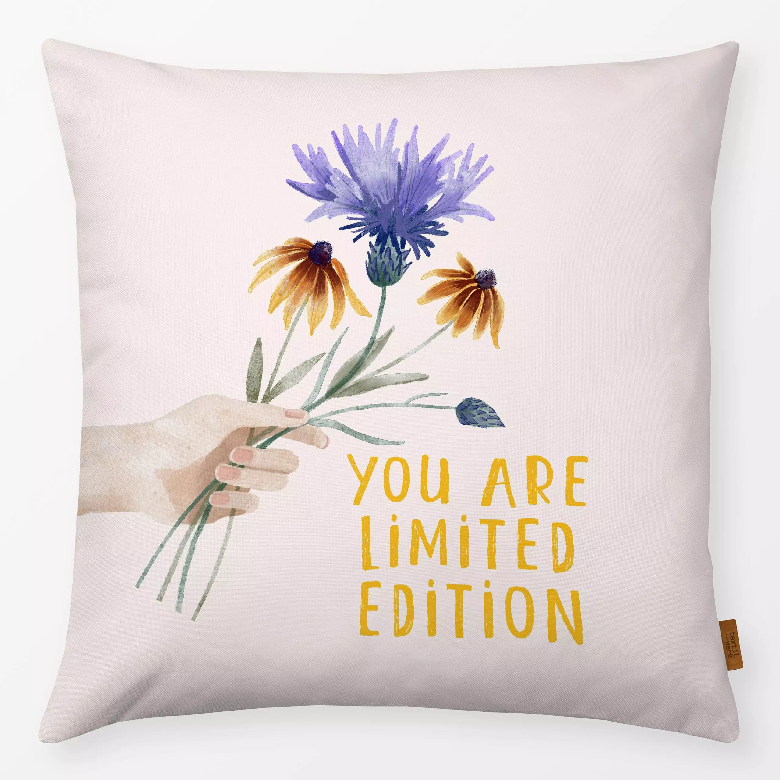 Kissen Statement Blumen Strauß Rosa - Blumen & Florales, Liebe, Romantik & Pride, Anlässe - von „Mareen Heinz"; rosa, Wildbl...