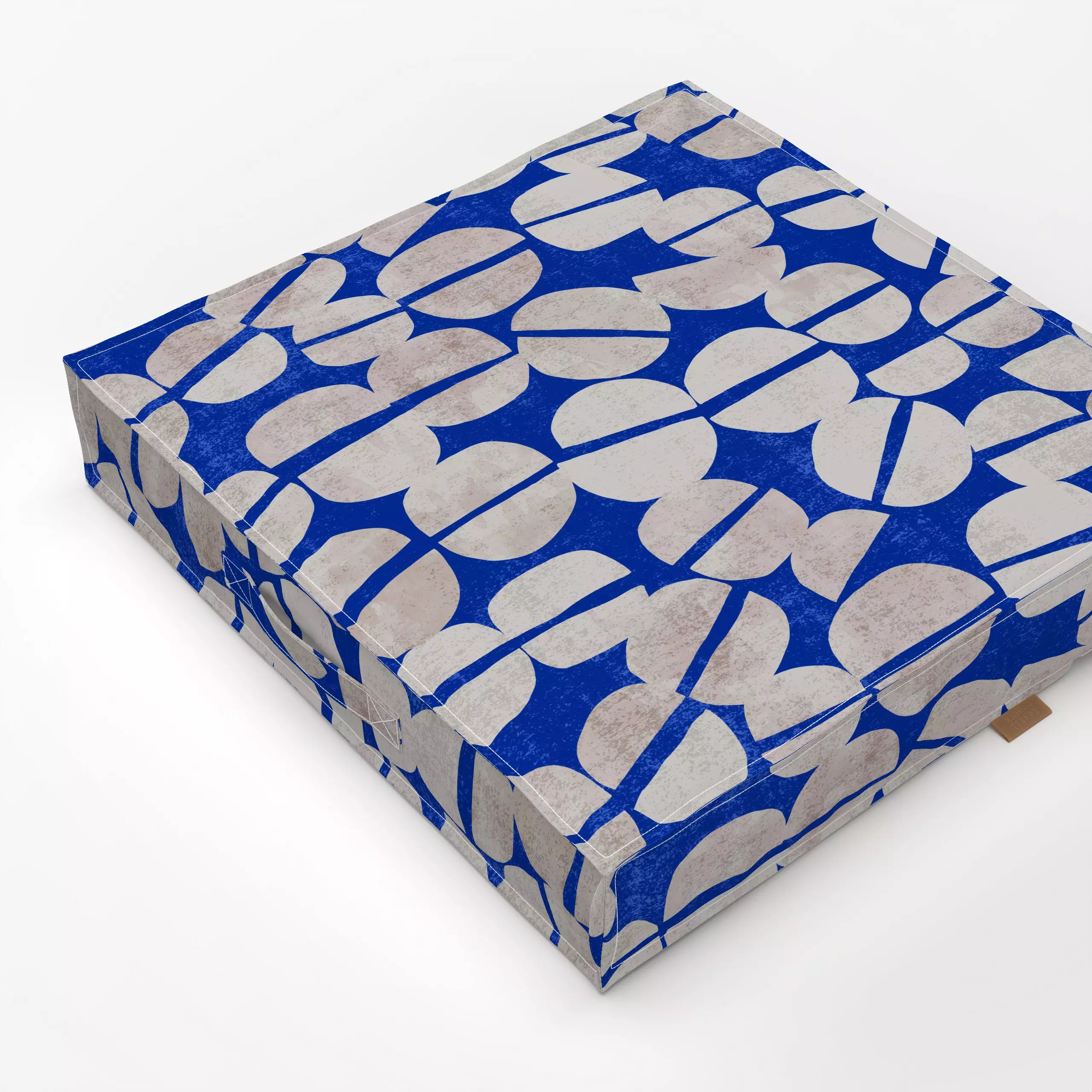 Bodenkissen Abstract Blue - Symbole & Muster - von „Studio Kesse"; boho, abstrakt, Punkte, Retro, Dots, blau, Scandi, Nordic...
