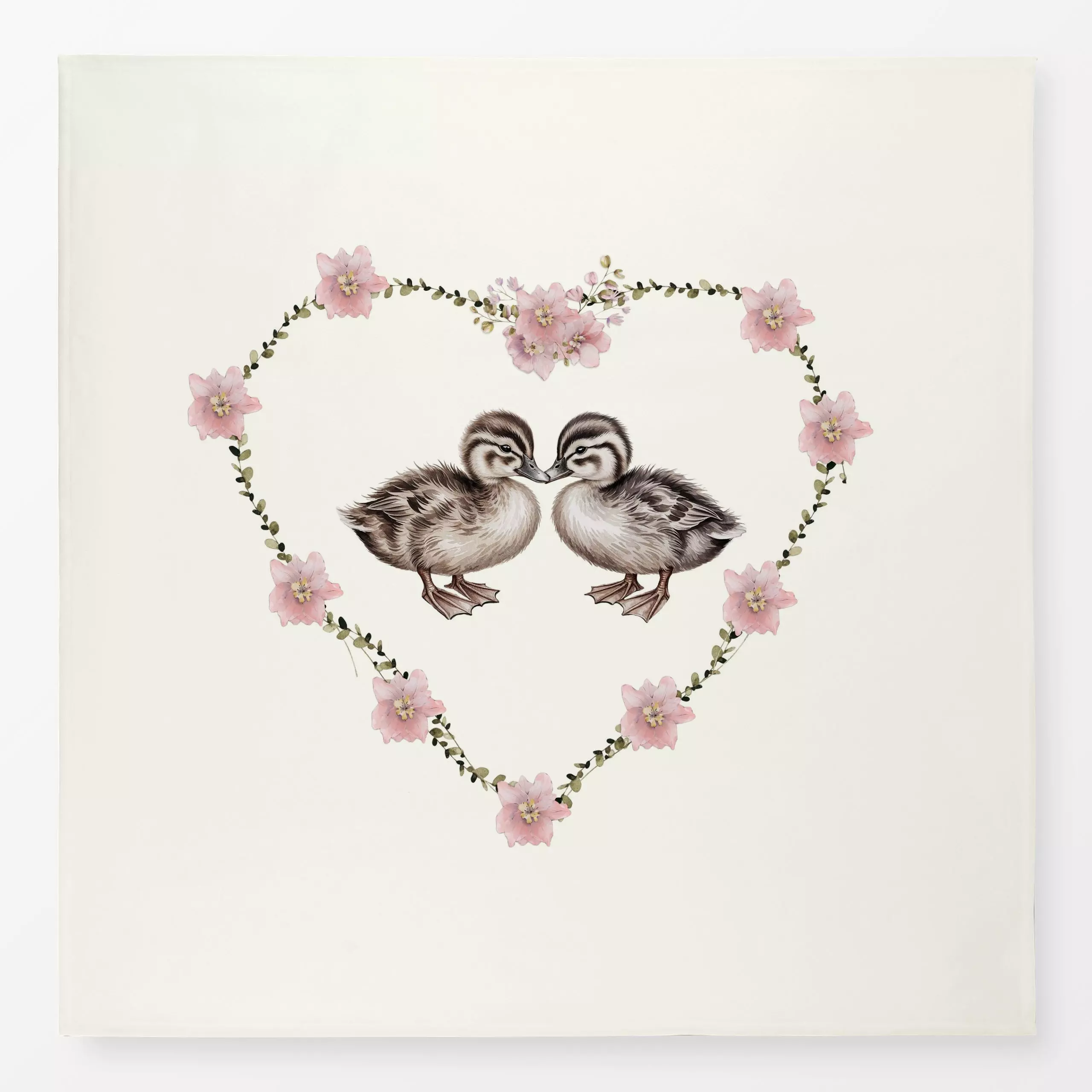 Tischdecke Verliebte Enten Blumen Herz, Blumen, Ostern, von Monika Strigel