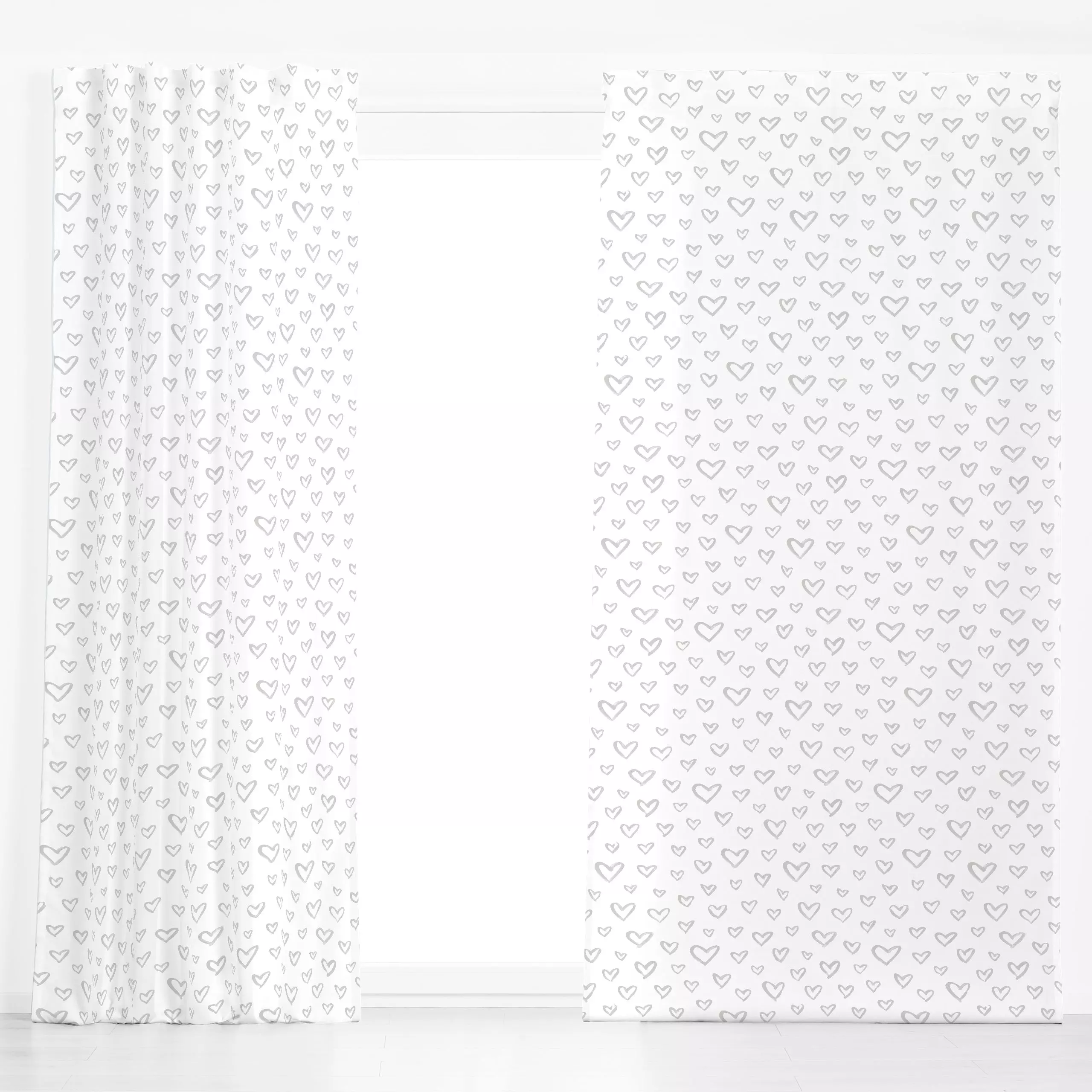 Dekovorhang Herz'l 2 - Liebe, Romantik & Pride, Symbole & Muster - von „Primus Pattern"; minimal, Love, Herzen, Valentinstag...