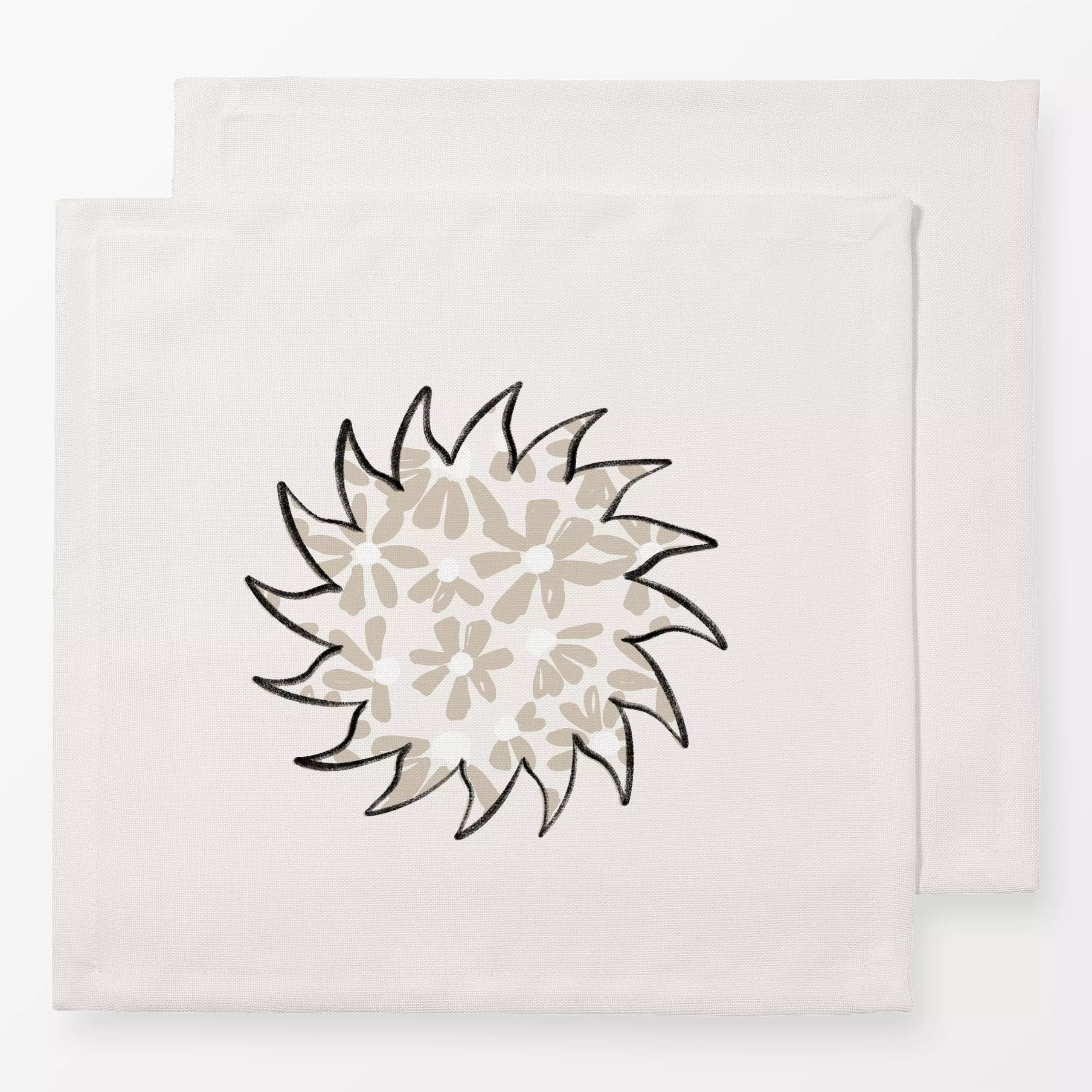 Servietten Flower Sun beige - Sommer - von „Kruth Design"; Garten, Sommer, Gartenbank
