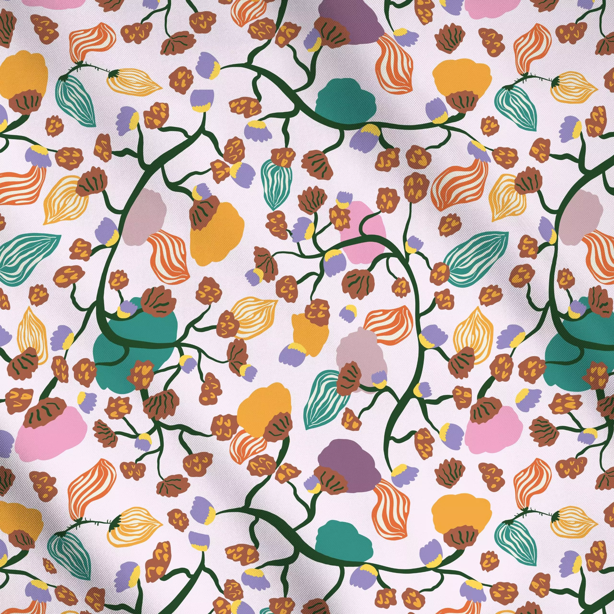 Meterware Hidden Garden Blossoms Rose - Blumen & Florales, Herbst - von „Patries Elisabeth"; hippie, Orange, Blumenmuster, G...