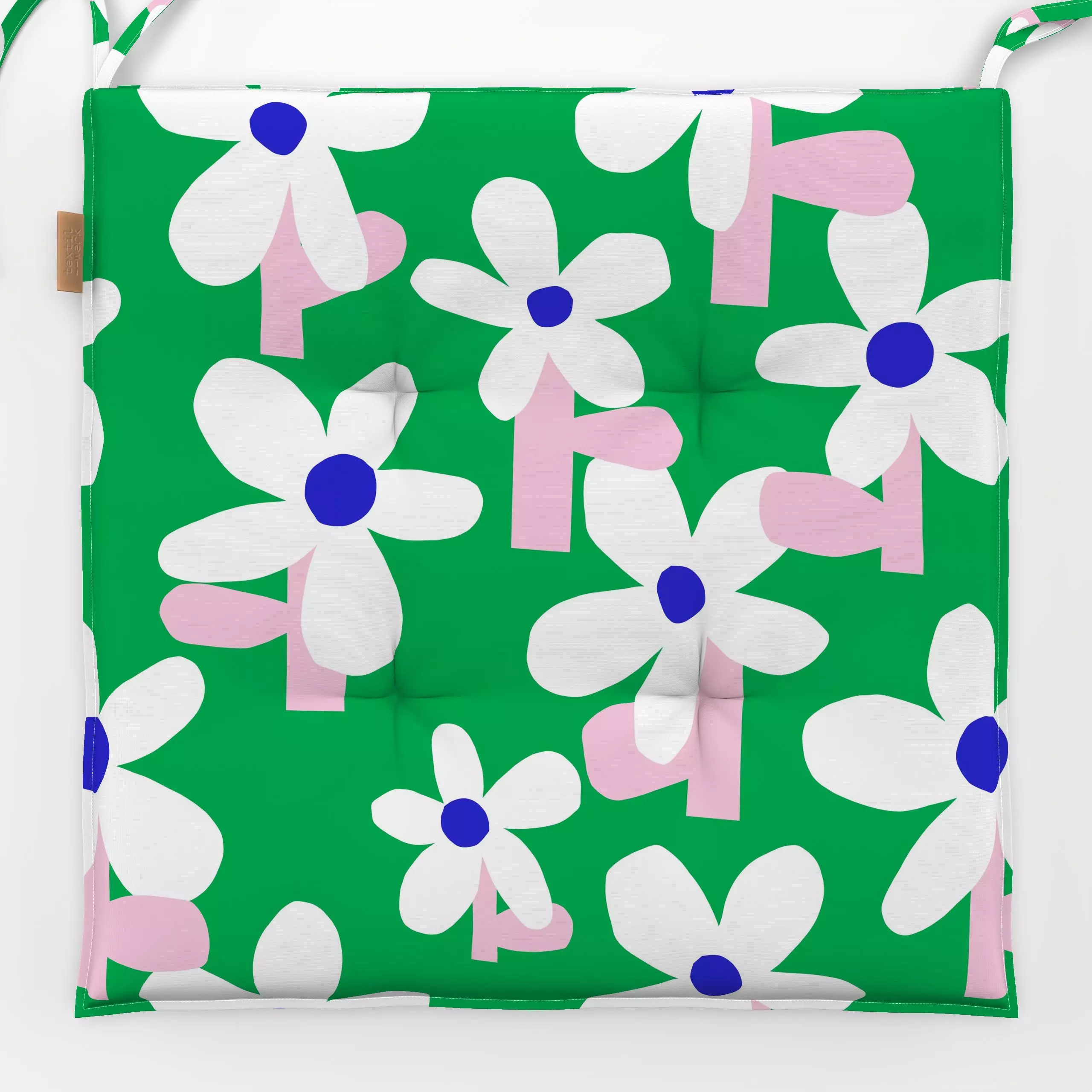 Sitzkissen Blooming bright green pink - Blumen & Florales, Frühling - von „Lisa Jasmin Bauer"; abstrakt, Blumen, Color, Farb...