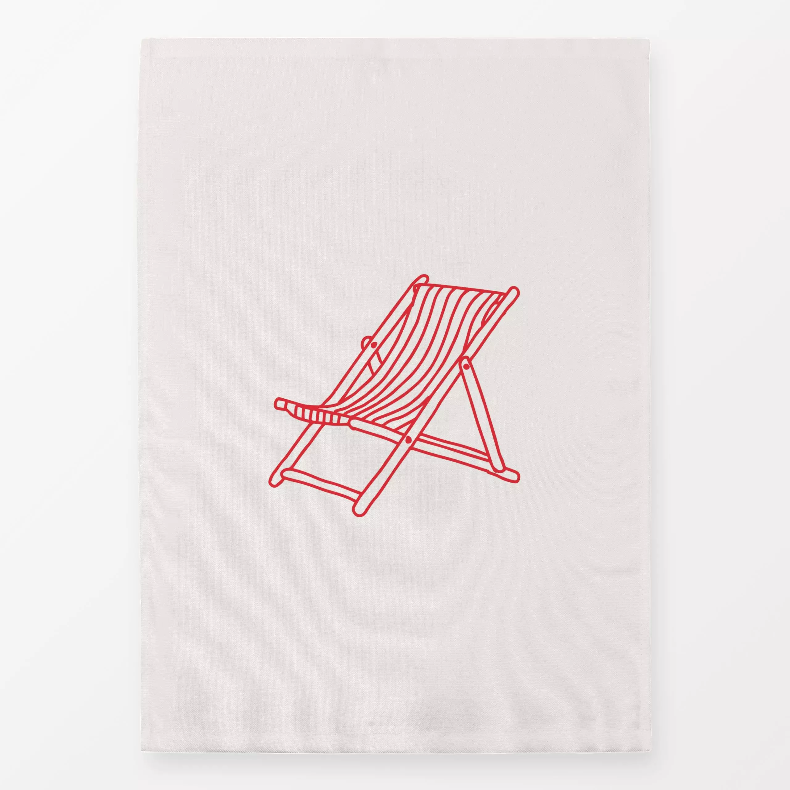 Geschirrtücher Liegestuhl Rot - Sommer - von „textilwerk"; Illustration, modern, Sommer, minimalistisch, schlicht, handzeich...
