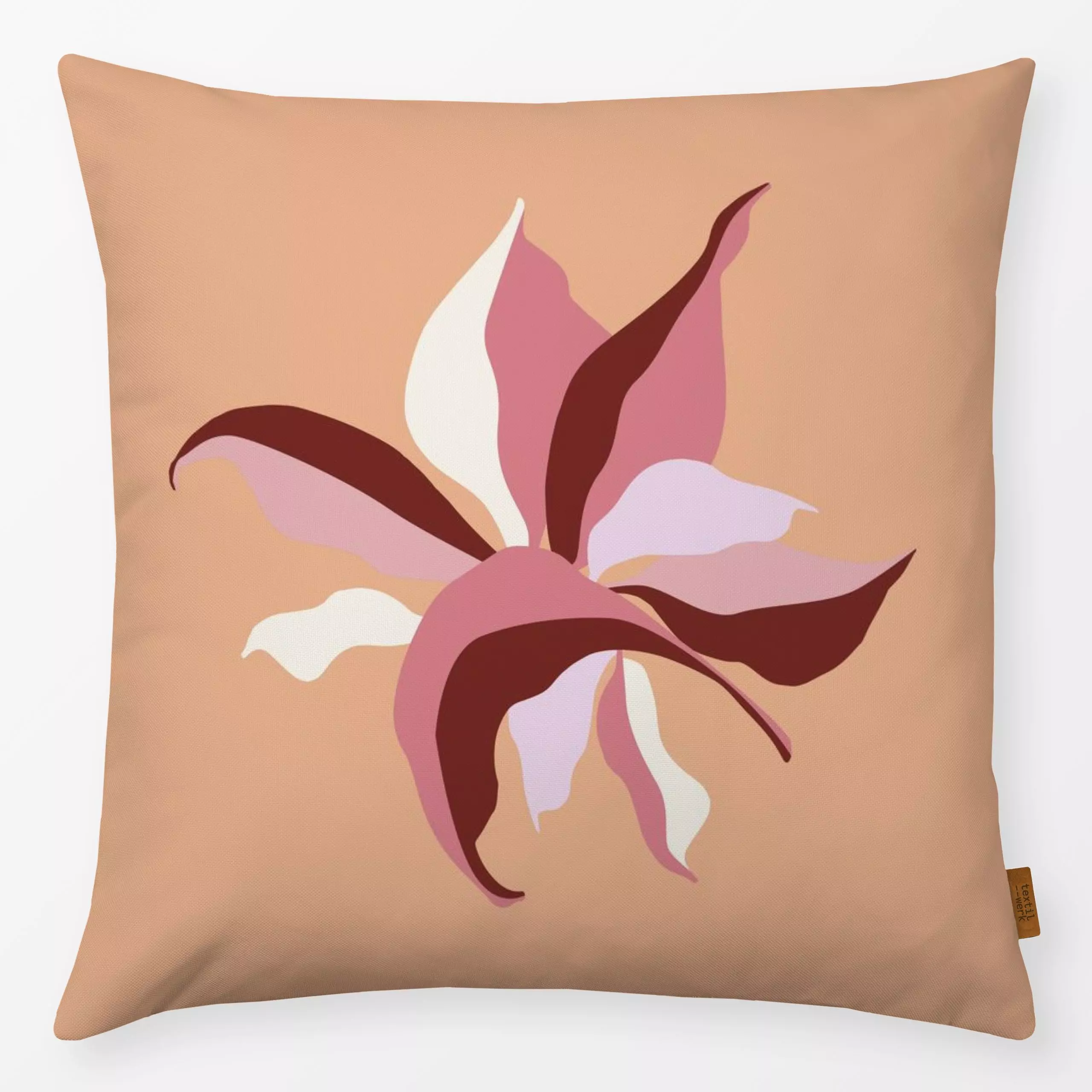 Kissen Bläte auf Orange - Herbst, Pflanzen & Botanik - von „Andrea Liesert“; Natur, Blätter, Pflanzen, Blüten, cosy, Gemuetl...