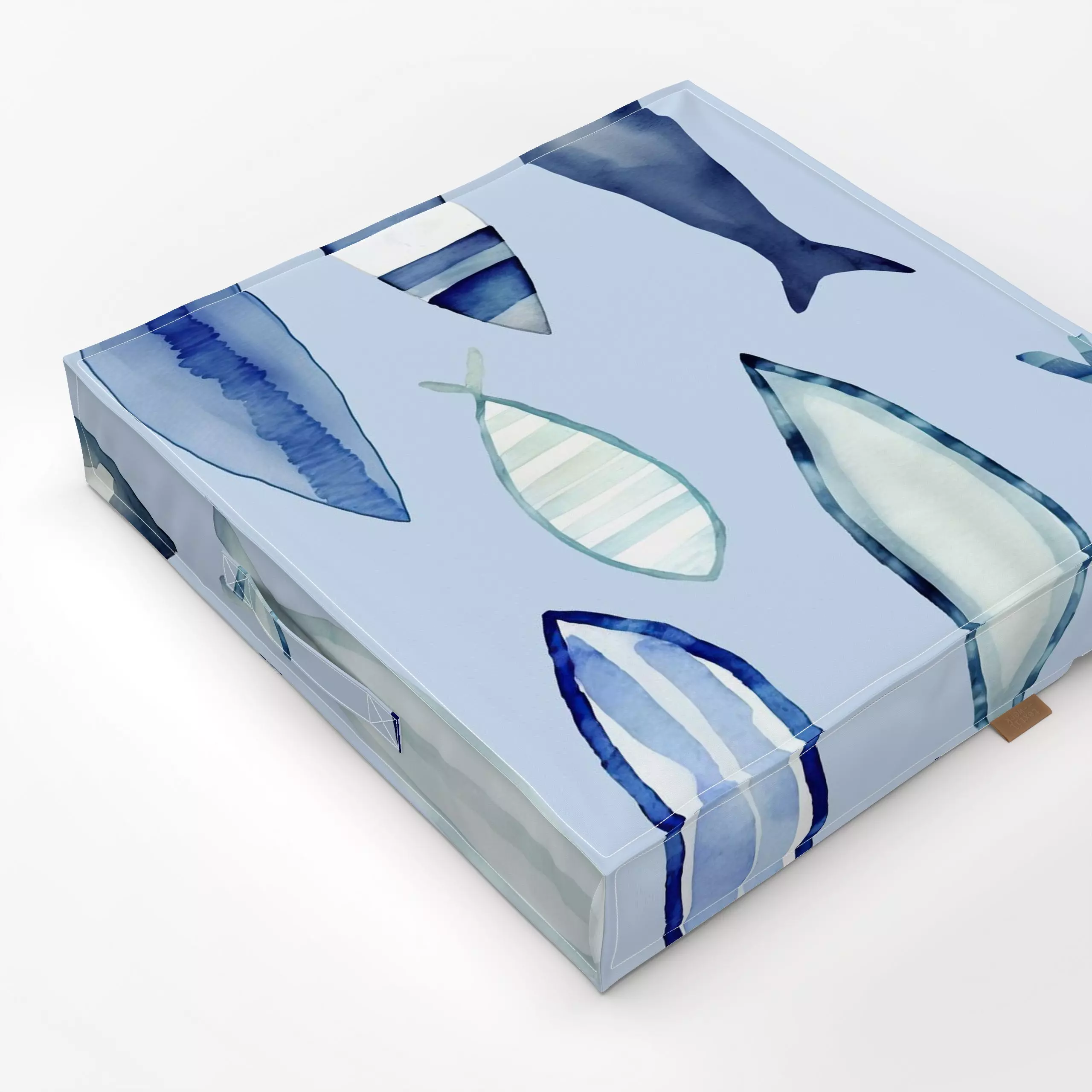 Bodenkissen Under The Sea blue - Sommer, Tiere - von „Andrea Haase"; Ozean, Meer, Fische, Sommer, Urlaub, geschenkidee, Aqua...