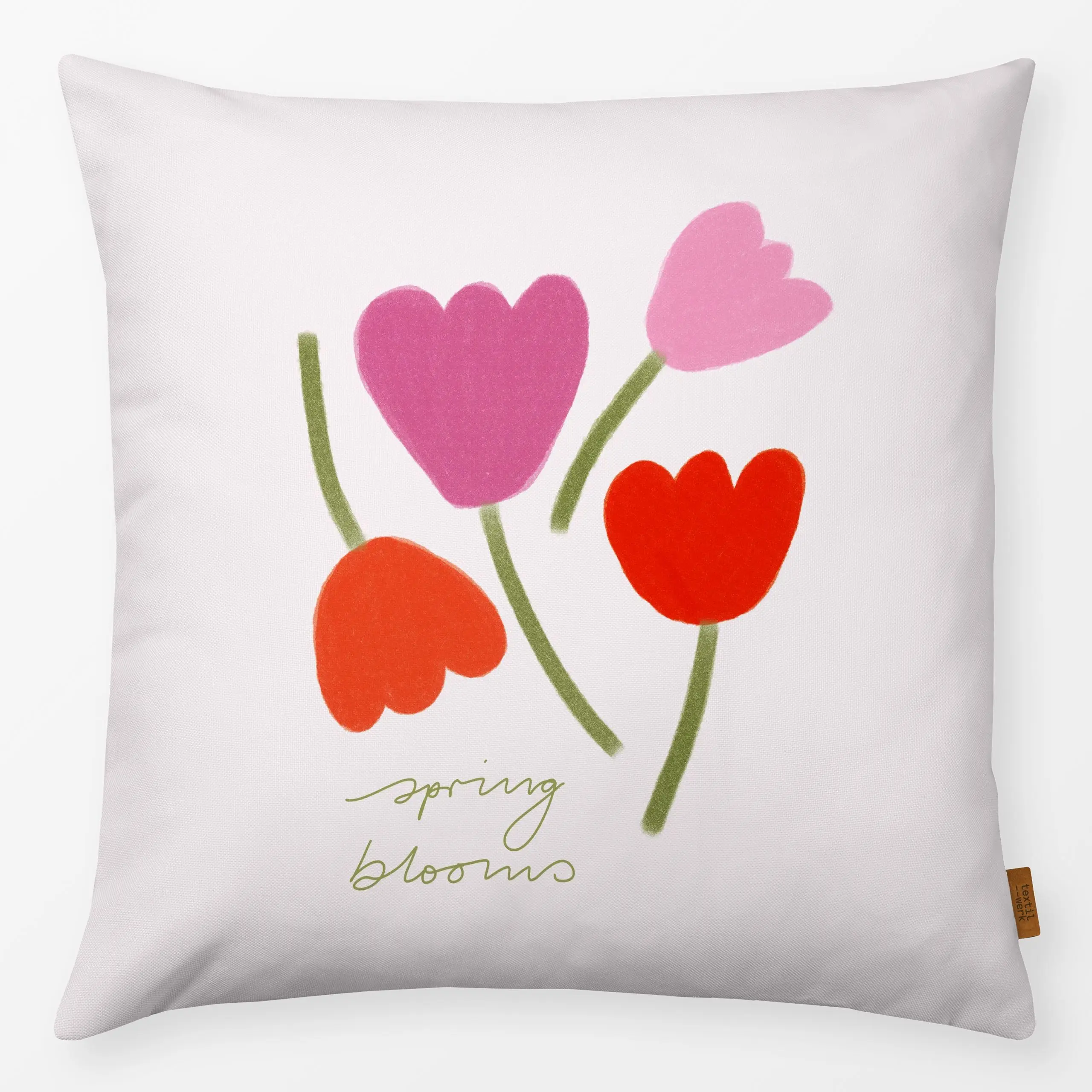 Kissen Spring Blooms - Blumen & Florales, Frühling - von „Sophie Augustin Illustration"; Blumen, Tulpen, Ostern, typografie,...