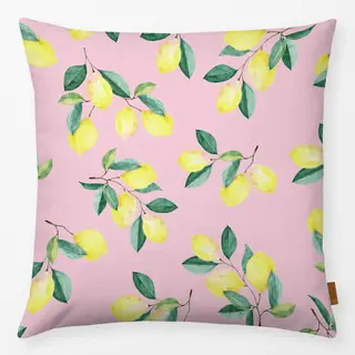 Kissen Zitronen Sommer botanic rosa