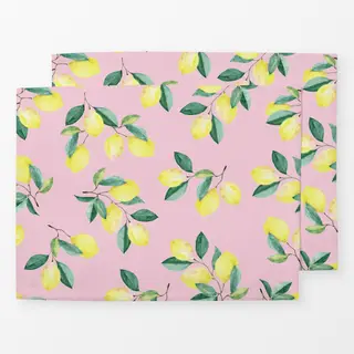 Tischset Zitronen Sommer botanic rosa