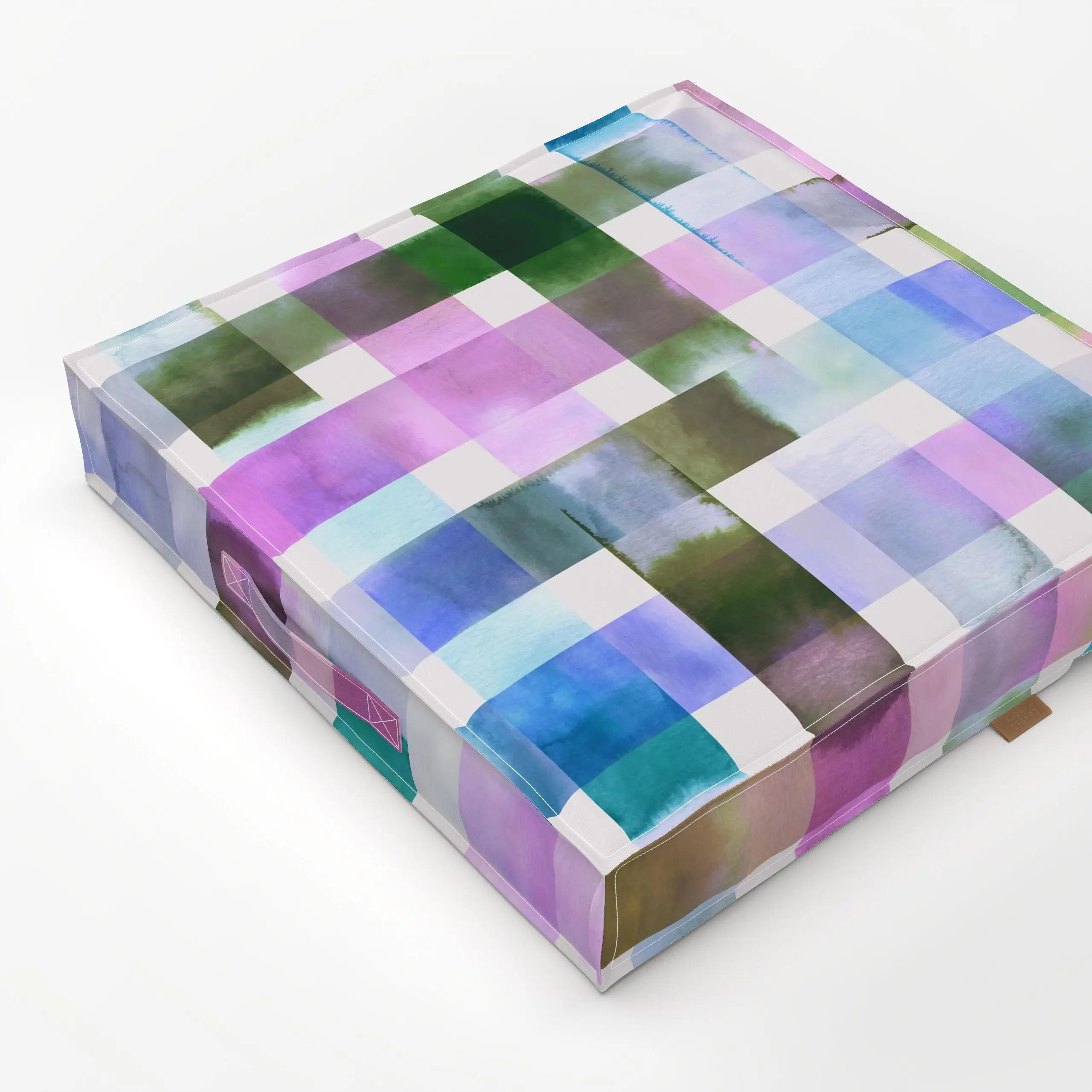 Bodenkissen Checks Gradation Plaids Lilac - Symbole & Muster - von „Ninola Design "; Aquarell, Textur, Farbverläufe, Karo, S...