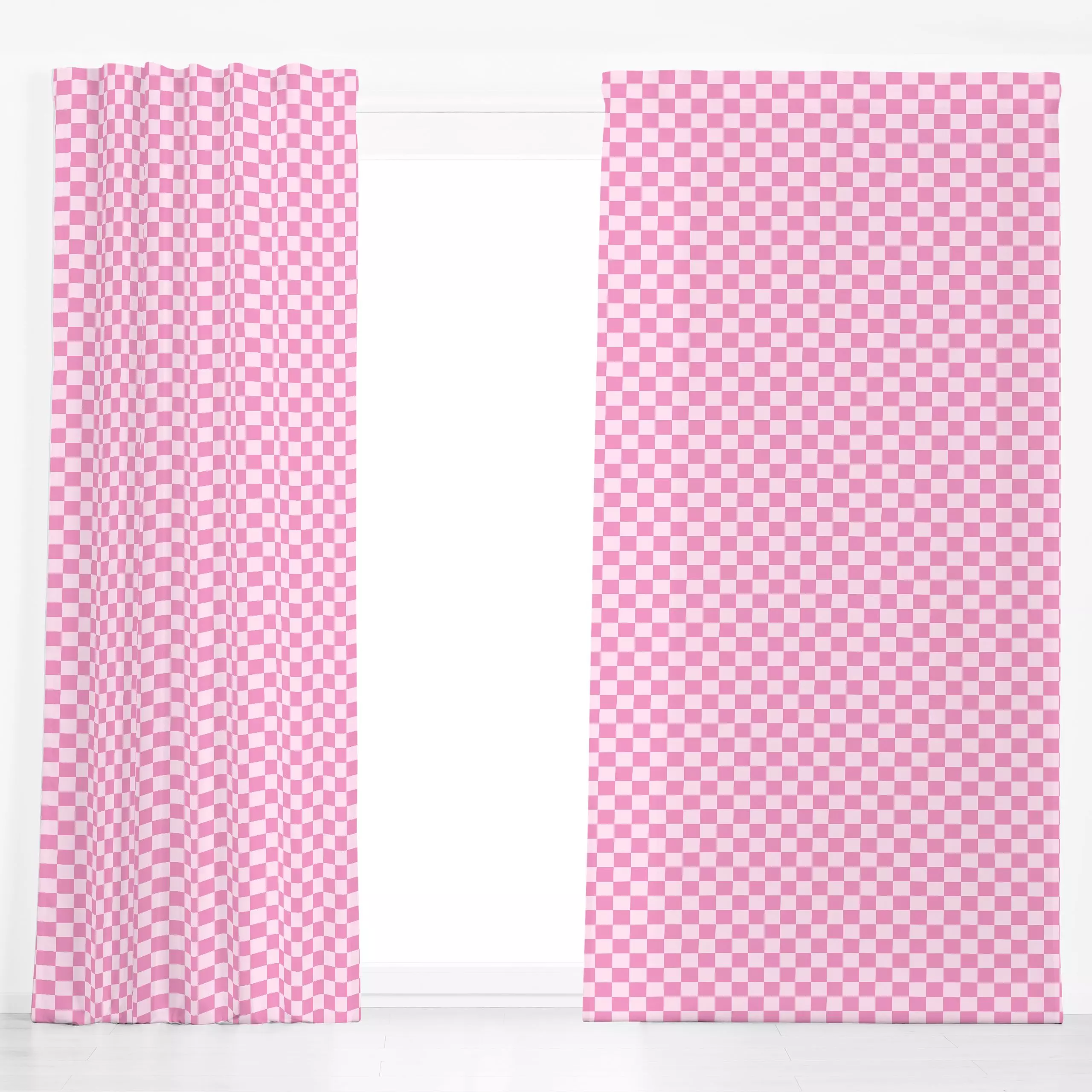 Dekovorhang Checks Rosa Babypink - Symbole & Muster - von „textilwerk"; skandinavisch, bunt, minimalistisch, schlicht, check...