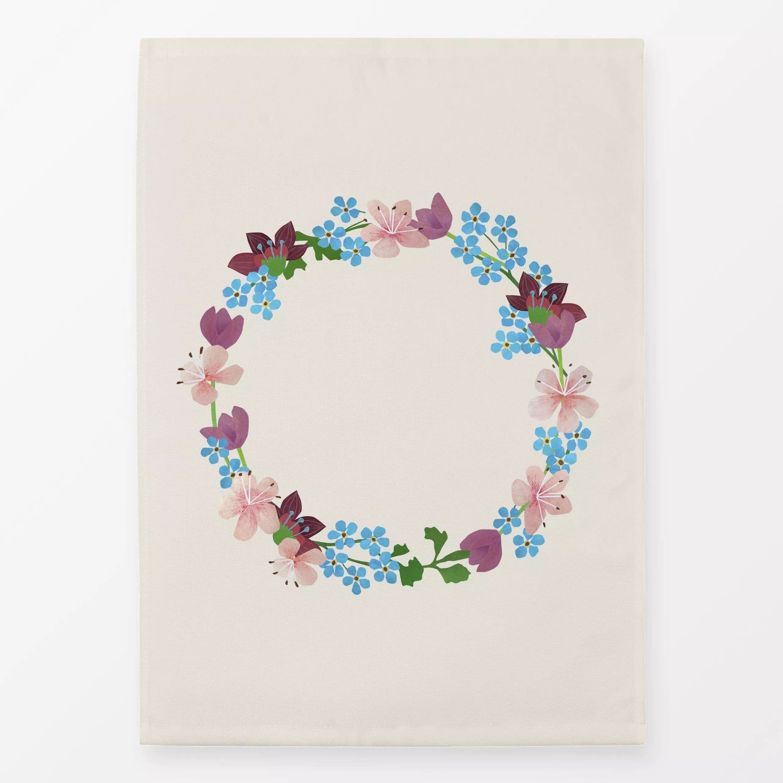 Geschirrtücher Frühlingskranz - Blumen & Florales, Frühling, Pflanzen & Botanik - von „Kerstin Ax"; Fruehling, Gartendeko, B...