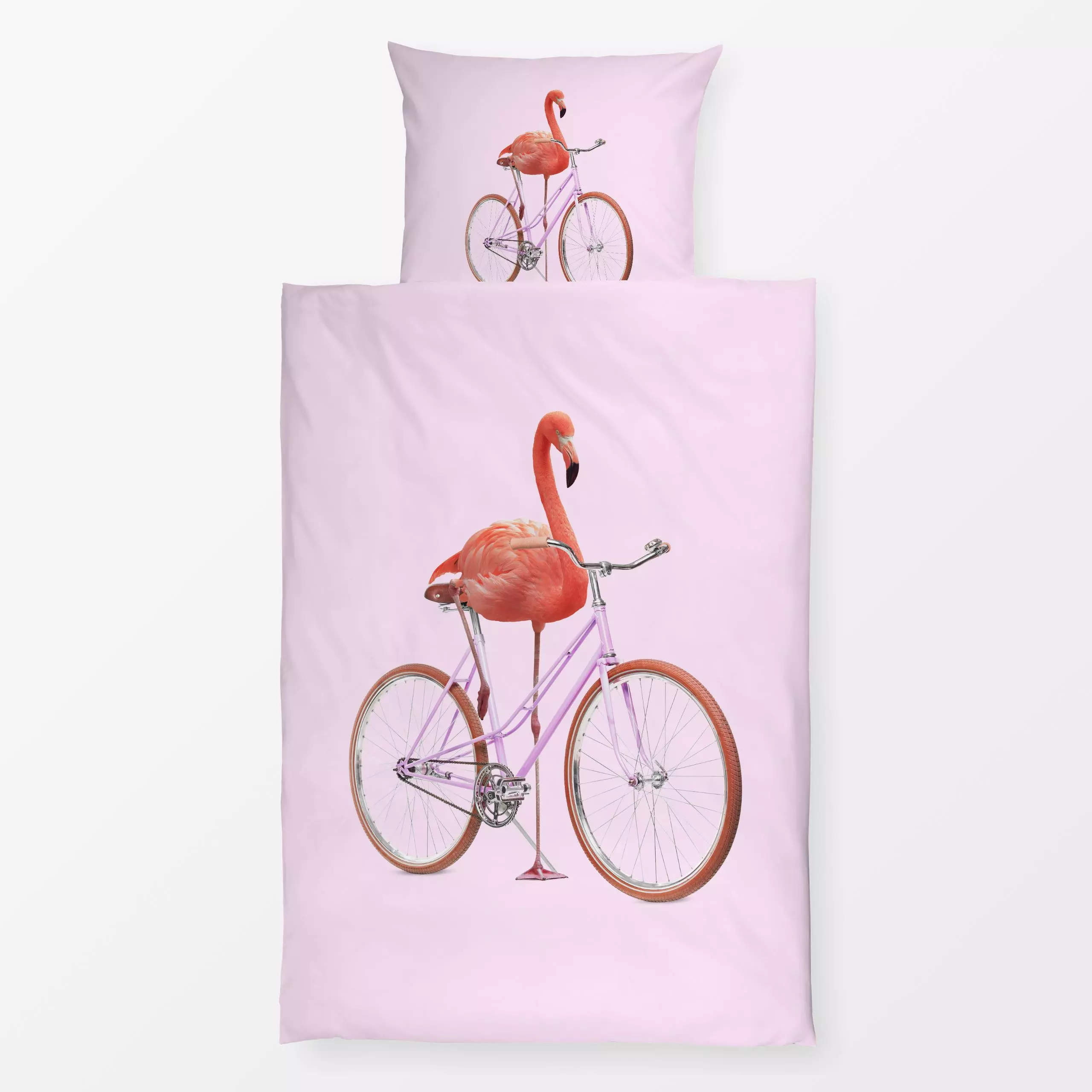 Bettwäsche Flamingo Bike - Sport, Tiere - von „Jonas Loose"; Flamingo, Fahrrad, pink, lila