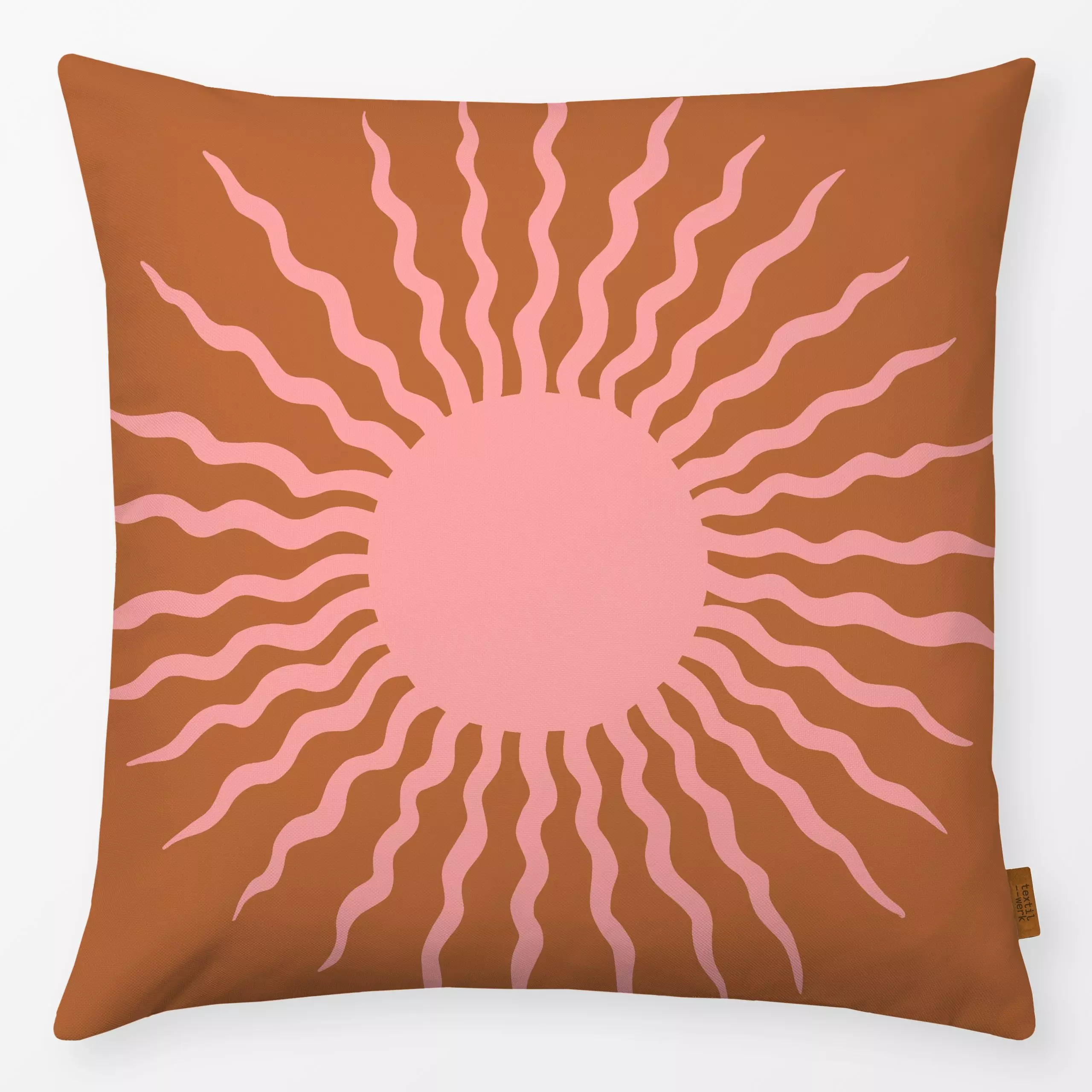 Kissen Große Sonne Braun Peach - Natur & Landschaft, Astronomie & Weltraum - von „Studio Kesse"; boho, Sonne, Sommer, sunshi...