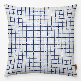 Kissen Netz Karo Blau Beige