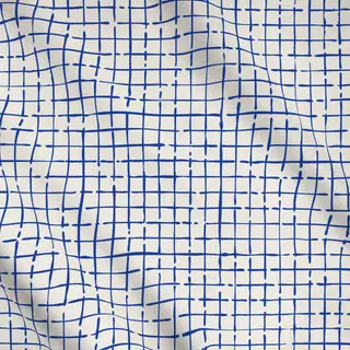 Meterware Netz Karo Blau Beige