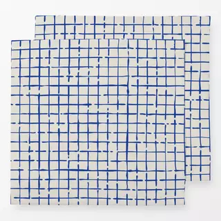 Servietten Netz Karo Blau Beige