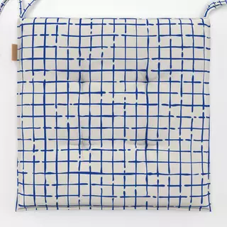 Sitzkissen Netz Karo Blau Beige