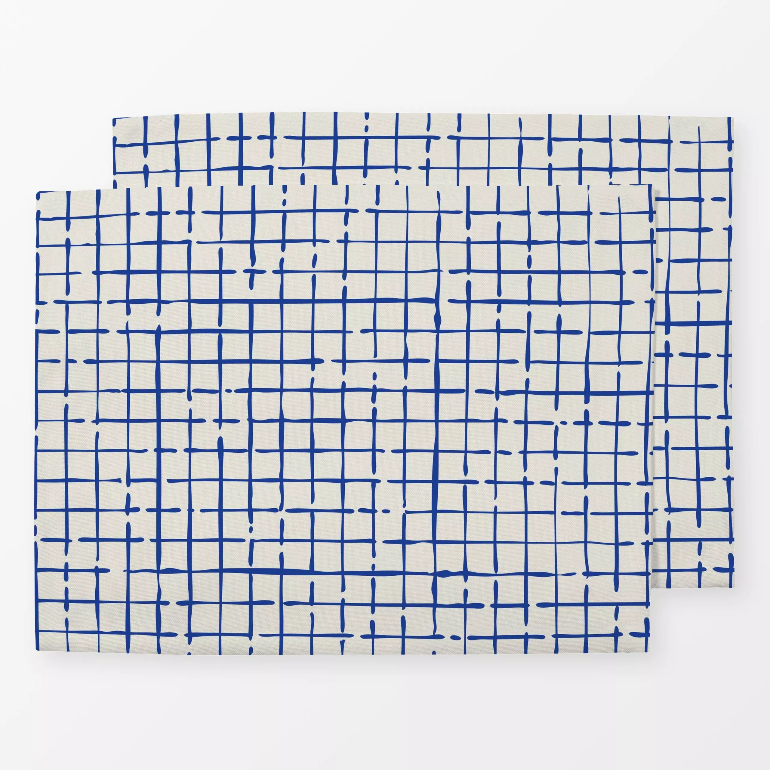 Tischset Netz Karo Blau Beige - Sommer, Symbole & Muster, Retro & Vintage - von „Mareen Heinz"; skandinavisch, Retro, Meer, ...
