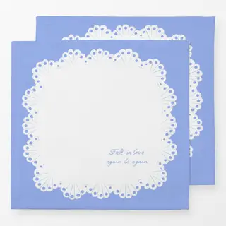 Servietten Spitzendeckchen Typo Blau