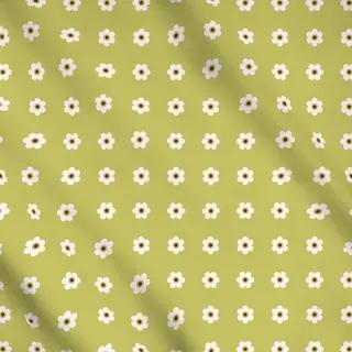 Meterware Blümchen Beige Hellgrün