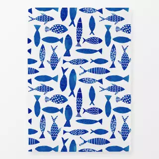 Geschirrtuch Fische Allover Blau Weiss