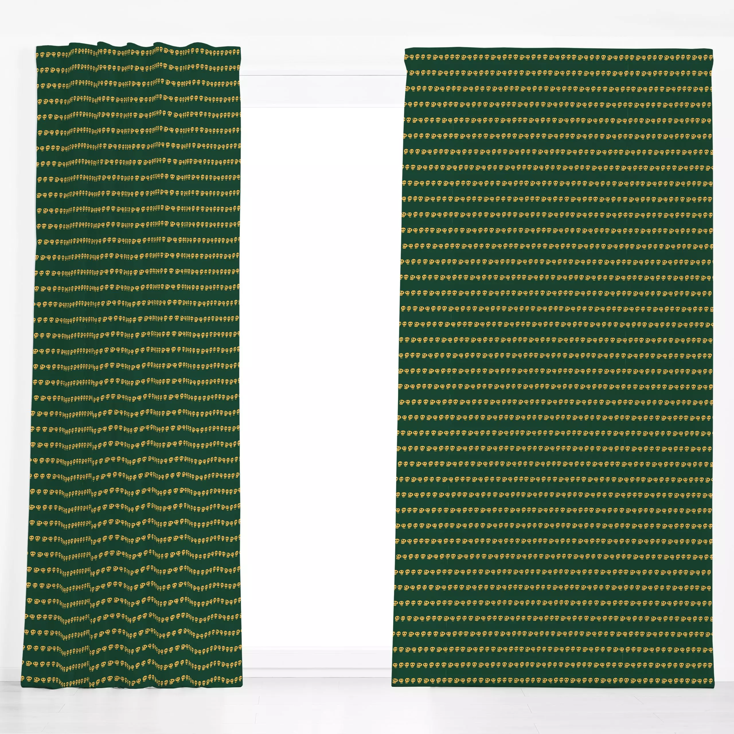 Dekovorhang Skull Stripe Green - von „Verena Klöpper"; fridakahlo, nightmarebeforechristmas, skulls, hallooween