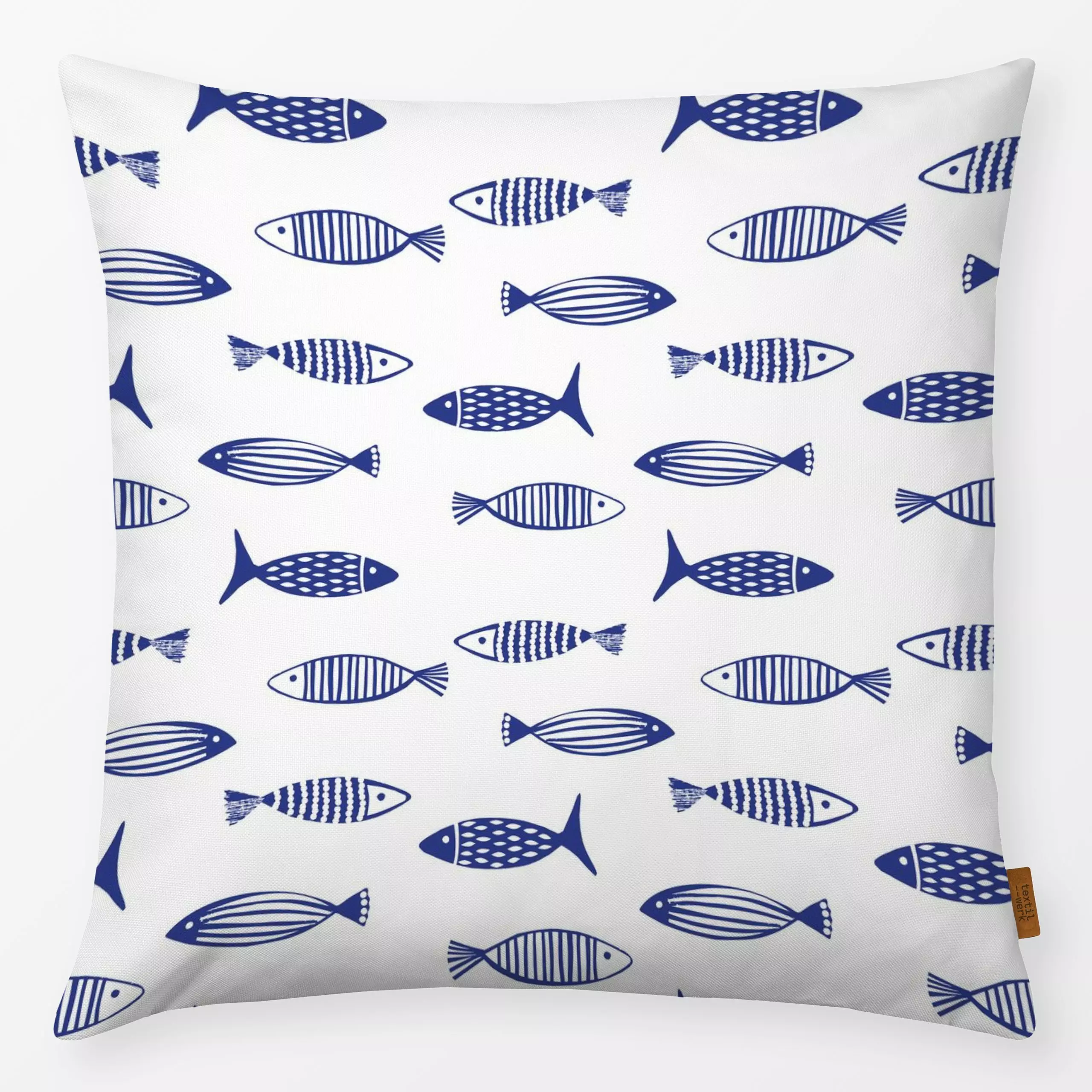 Kissen Muster Fische - Tiere, Symbole & Muster - von „Kerstin Ax"; Natur, Punkte, Wasser, Streifen, Ozean, Meer, Meerestiere...