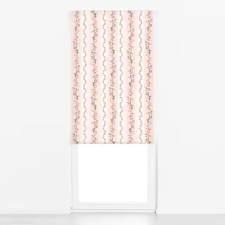 Raffrollo Blumen und Streifen Pink