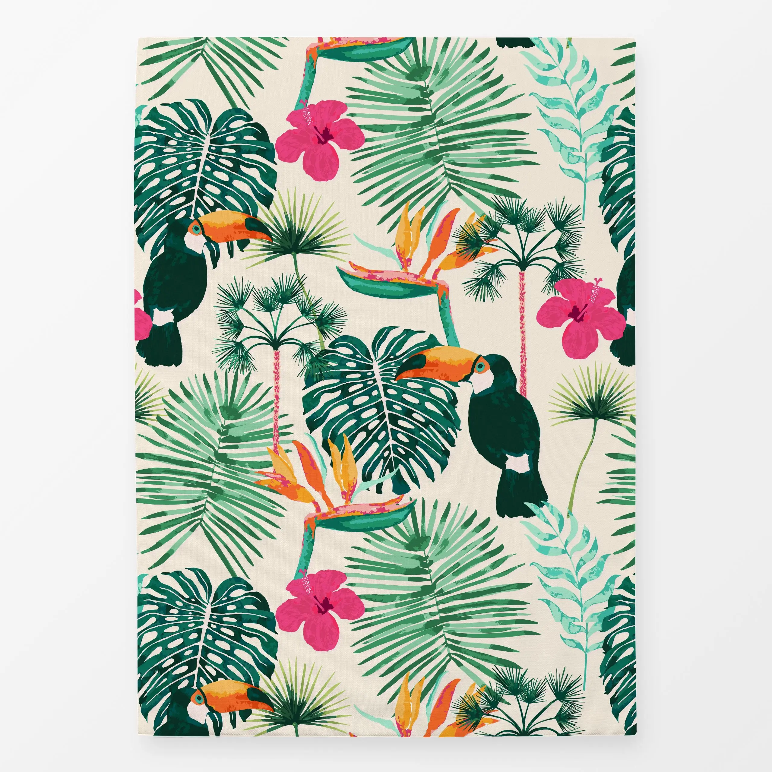Geschirrtücher Tropical Toucan Paradise - Sommer, Pflanzen & Botanik, Safari & Dschungel - von „Karen Menzenbach"; Aquarell,...