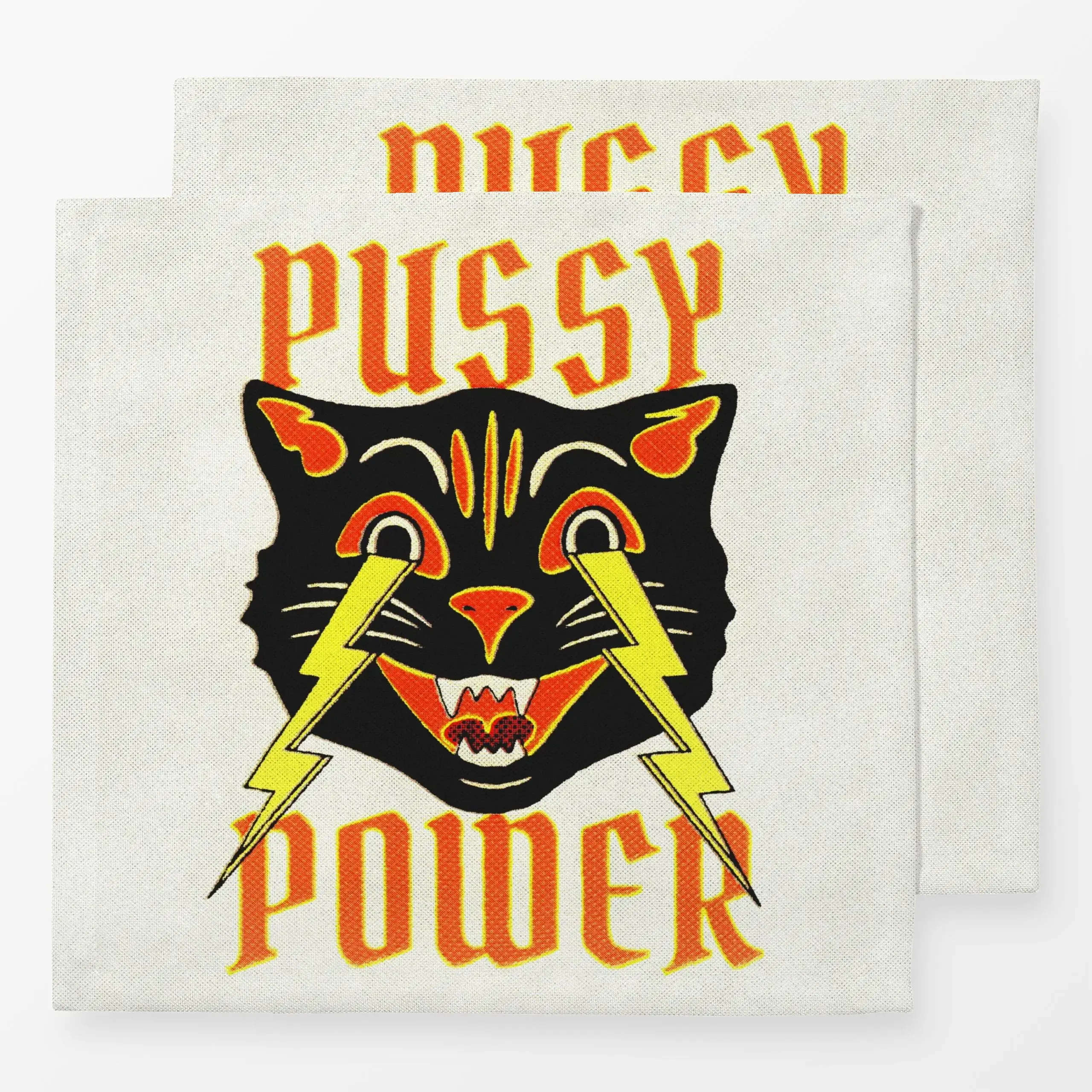 Servietten Pussy Power - Liebe, Romantik & Pride, Tiere - von „Jonas Loose"; Retro, Frauenpower, Lustig, vintage, Katzen, Ka...