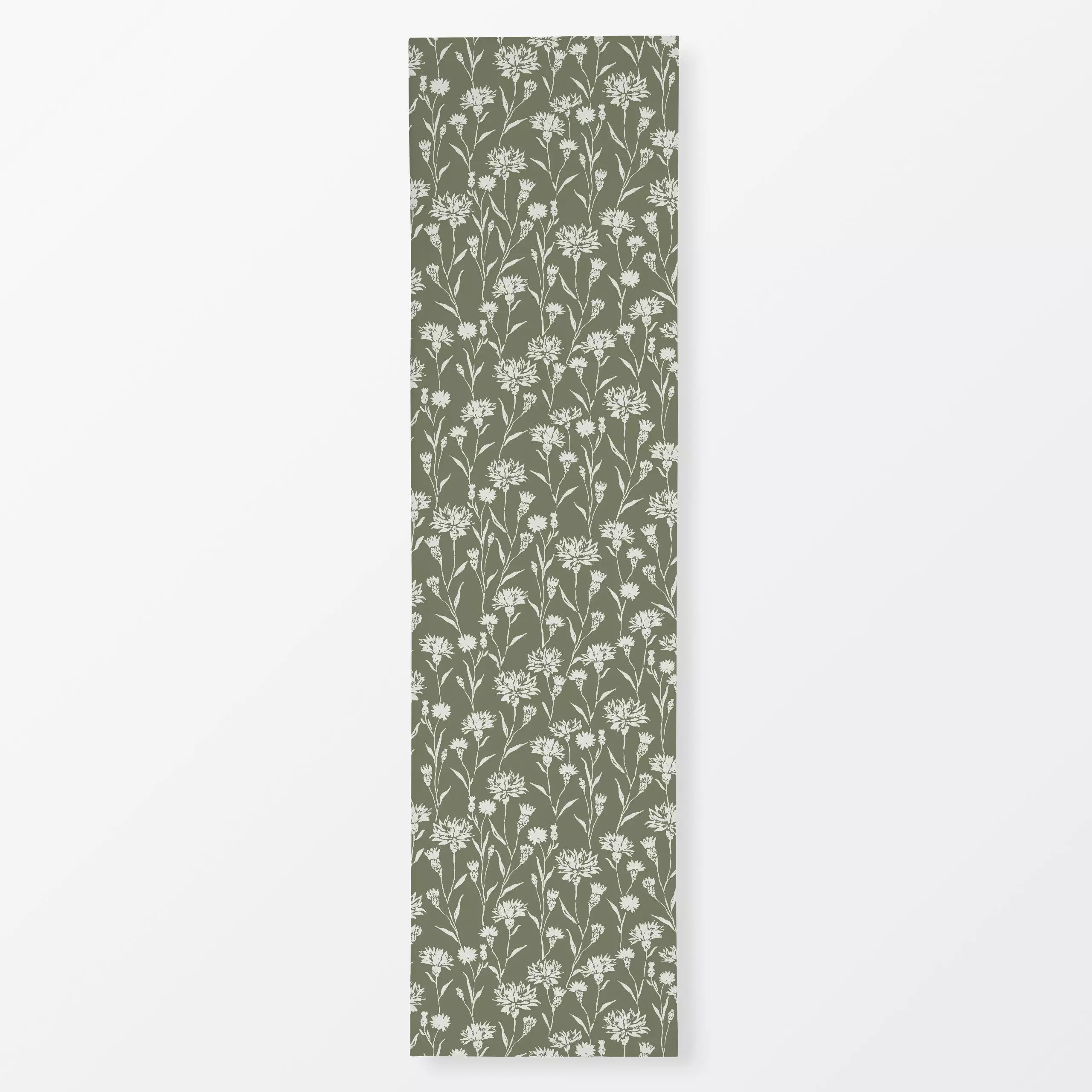 Tischläufer Kornblumen grün - Blumen & Florales, Herbst, Pflanzen & Botanik - von „Katrin Graff"; Kornblume, Herbst, landhau...