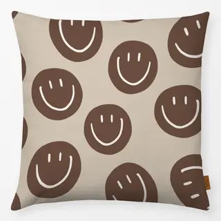 Kissen Smile Allover braun