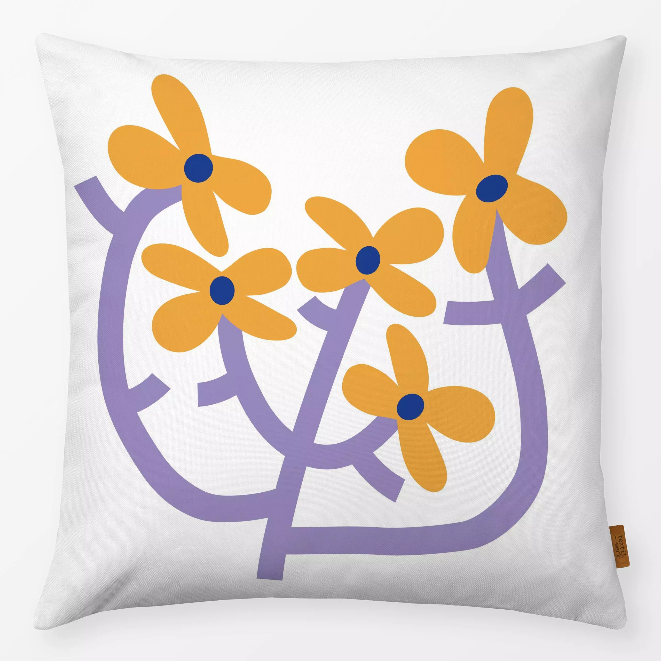 Kissen Always Blooming Sweet Orange - Blumen & Florales, Pflanzen & Botanik - von „Jana Driver"; Blumen, Orange, bunt, lila,...