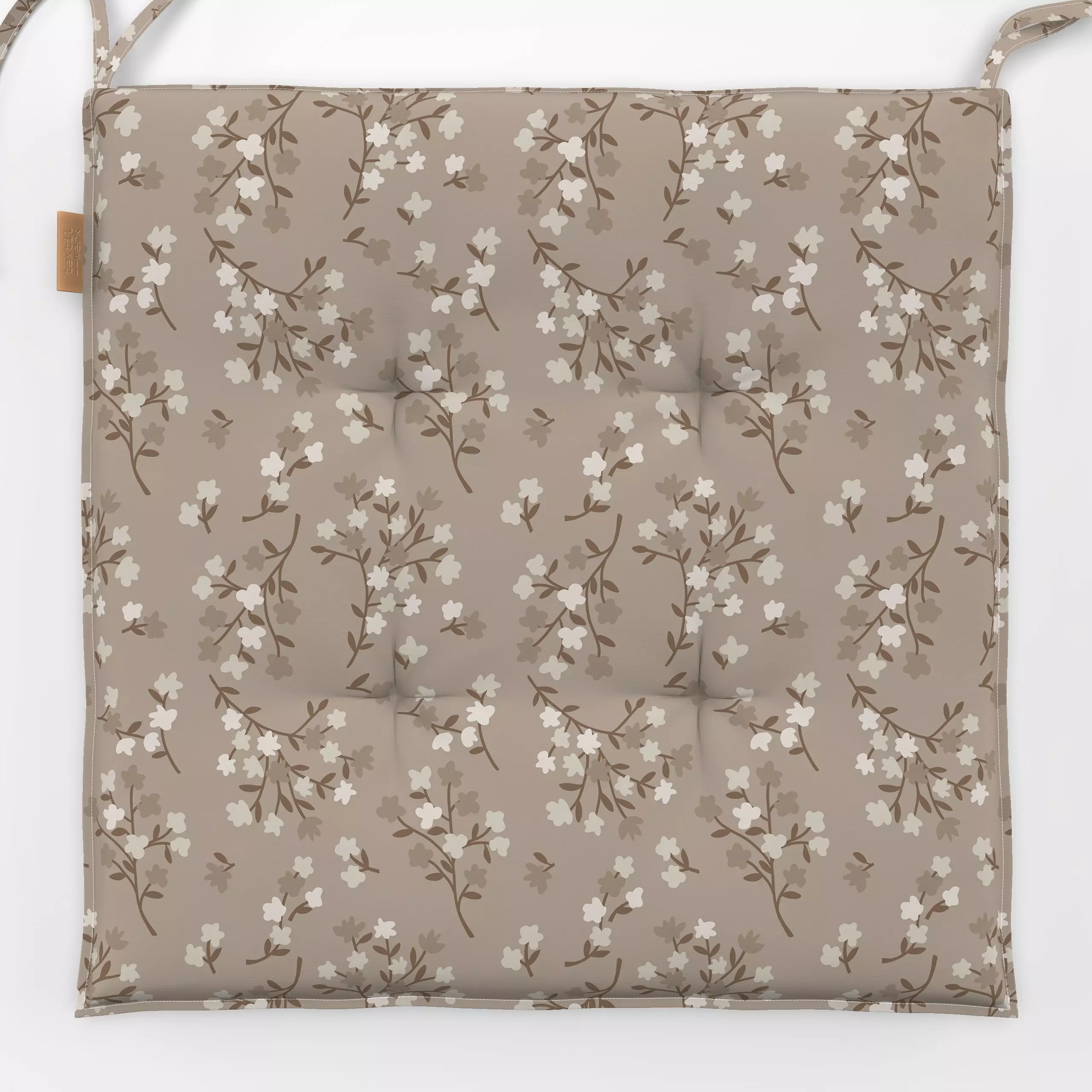 Sitzkissen Zarte Blümchen Braun - Blumen & Florales - von „Studio Kesse"; Trockenblumen, Garten, Blüten, Hygge, Geburt & Bab...