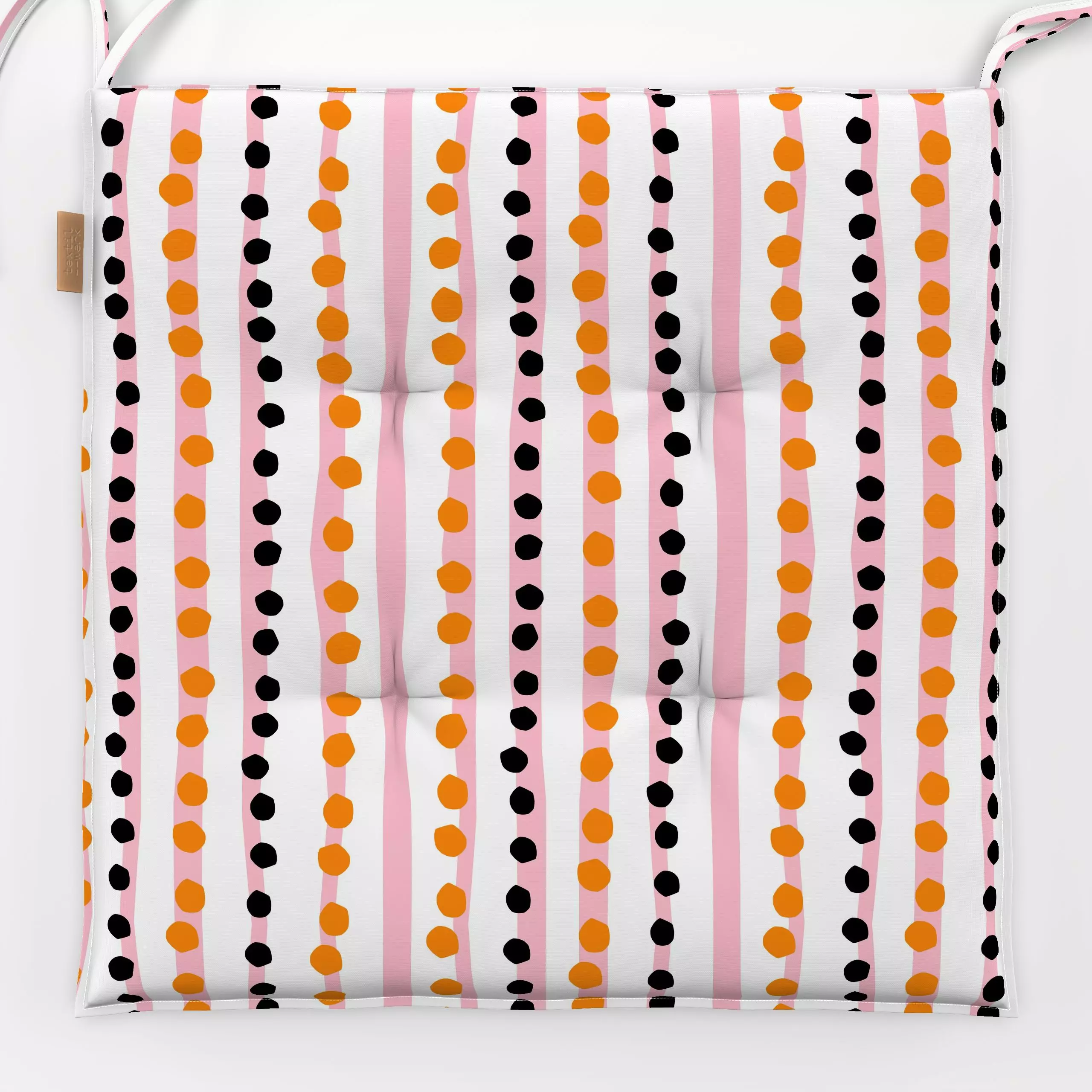 Sitzkissen Autumn Mix Orange - Symbole & Muster - von „Lisa Jasmin Bauer"; Muster, abstrakt, Punkte, Streifen, modern, patte...
