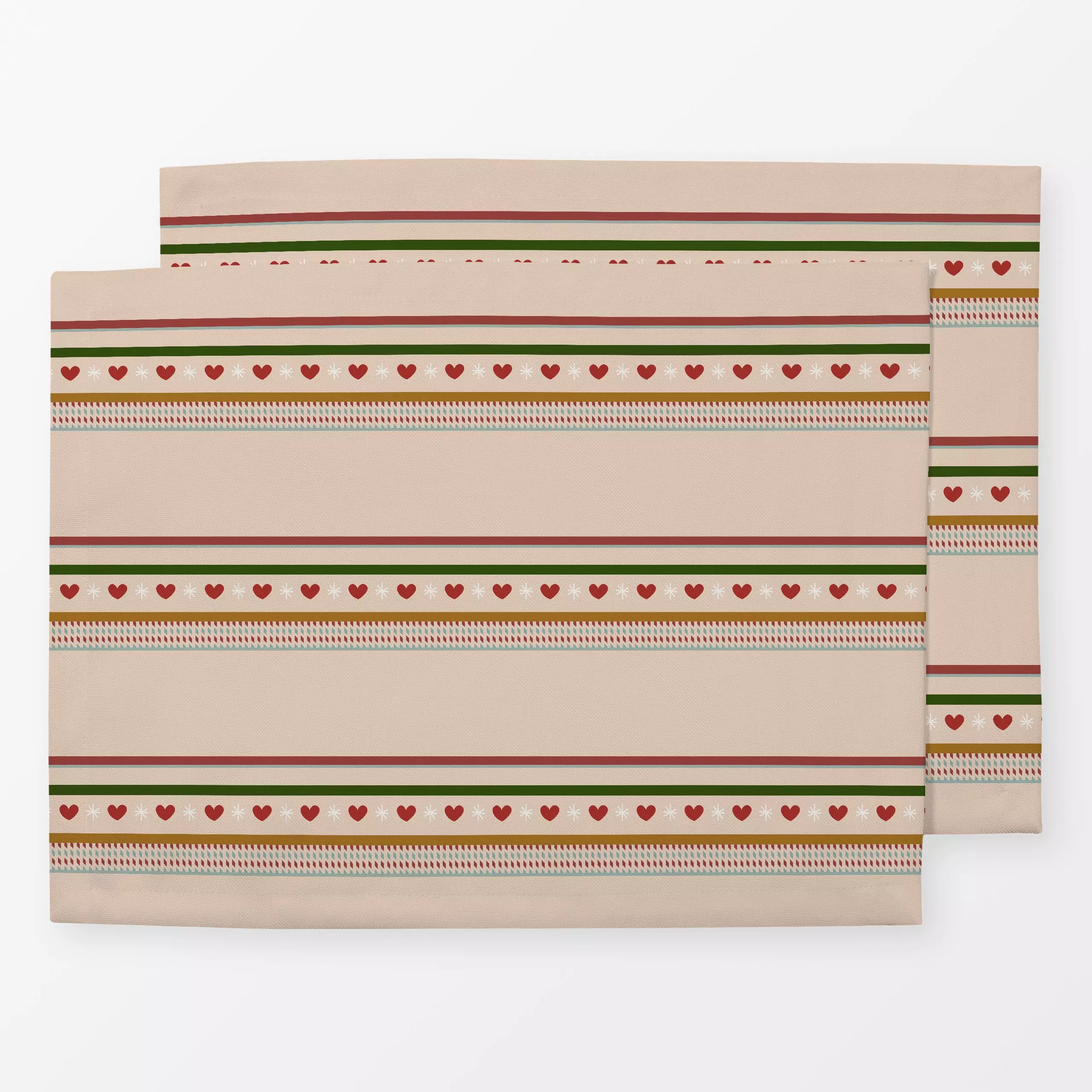 Tischset Weihnachtsstreifen auf Beige - Weihnachten, Winter, Symbole & Muster - von „Alisa Knöß"; Streifen, skandinavisch, H...
