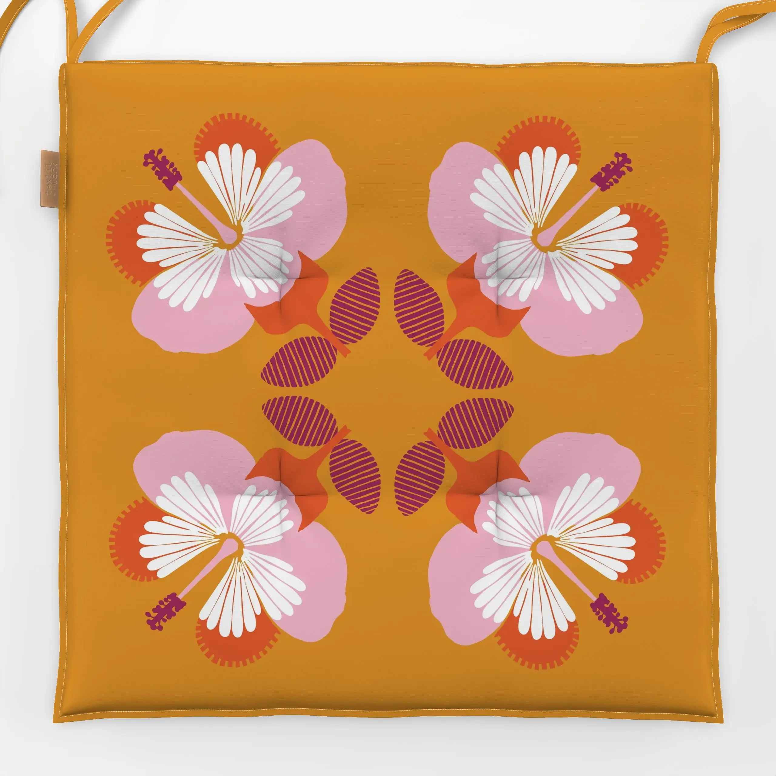 Sitzkissen Hibiskus gelb - Blumen & Florales, Sommer - von „moDeern Design Studio"; boho, Retro, tropisch, Jungle, Sommer, d...