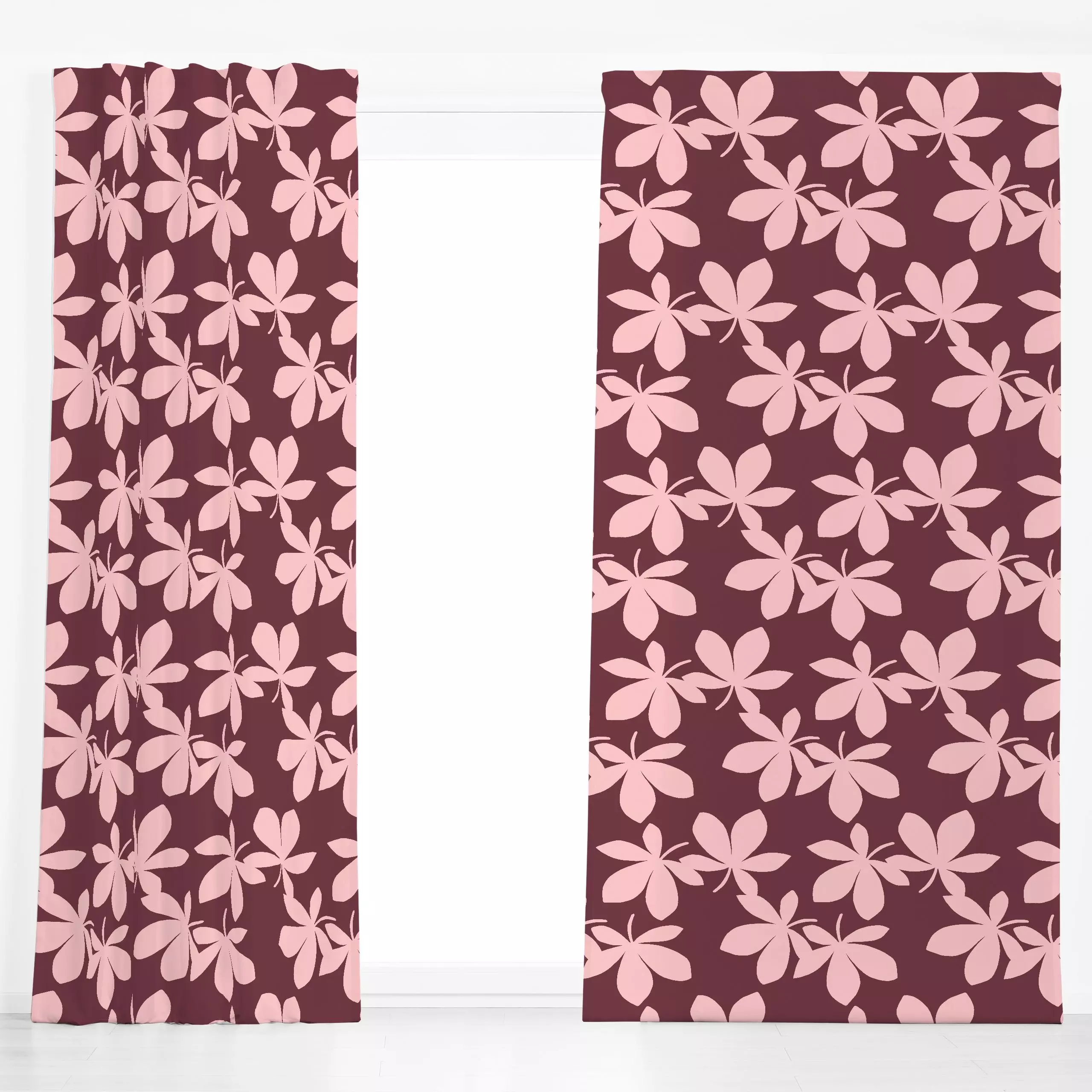 Dekovorhang Kastanienblatt Rosa - Blumen & Florales, Herbst - von „Julia Reyelt"; Muster, minimal, Blatt, Blätter, Herbst, H...