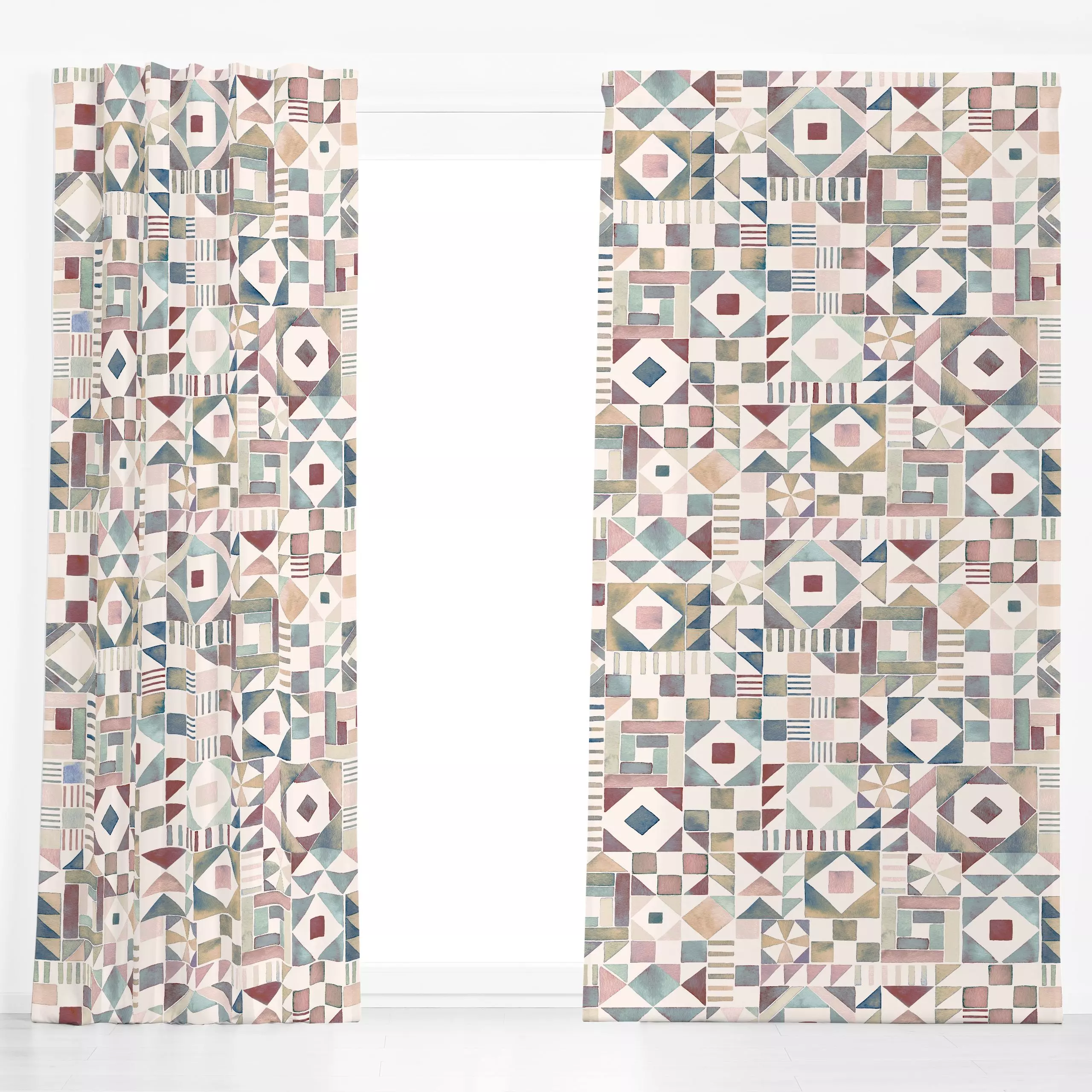 Dekovorhang Geometric Pattern Pastel - Symbole & Muster, Retro & Vintage - von „Ninola Design "; Muster, Textur, Retro, form...